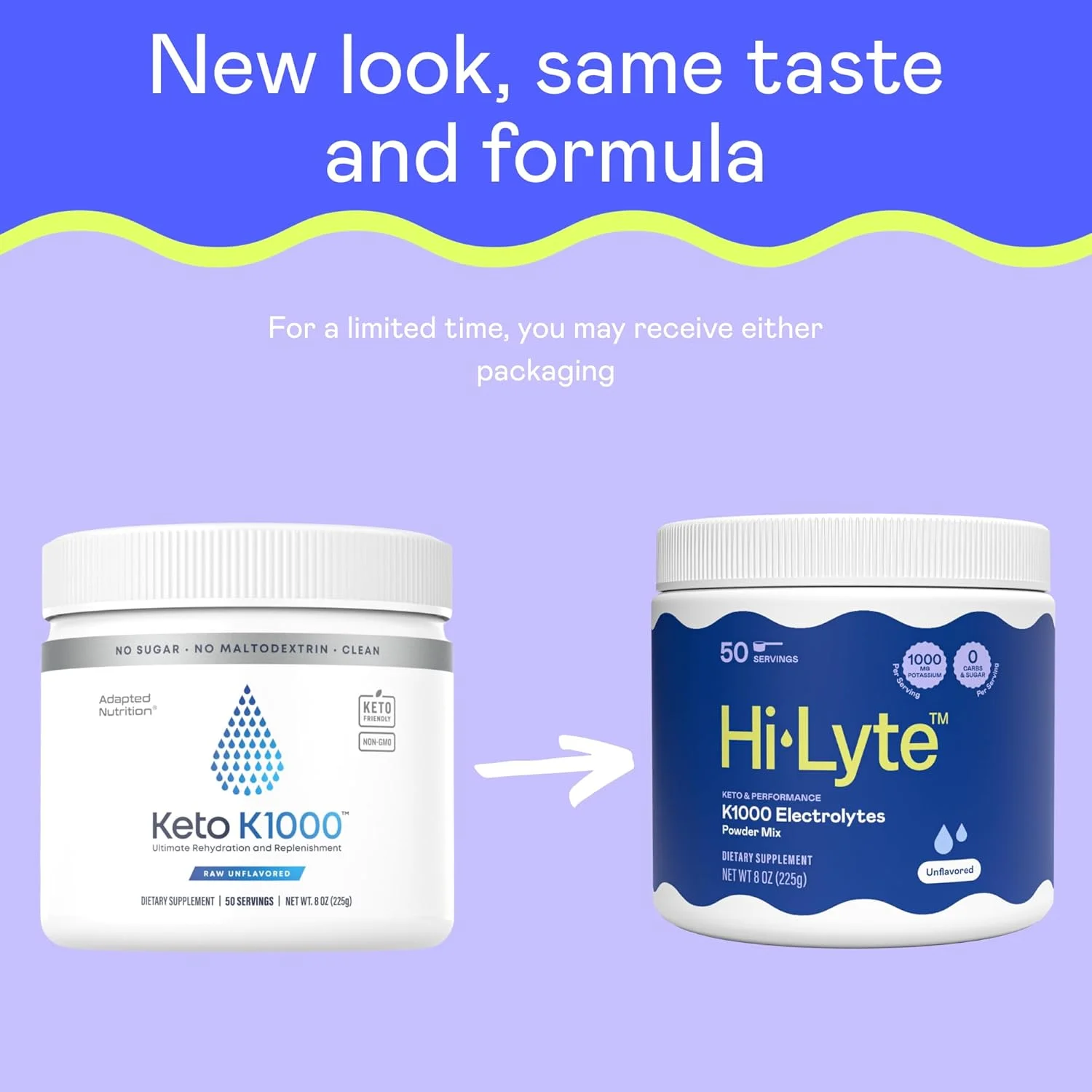 پودر مخلوط الکترولیت Hi-Lyte K1000 بدون طعم، مناسب برای کتو و عملکرد، 50 سروینگ