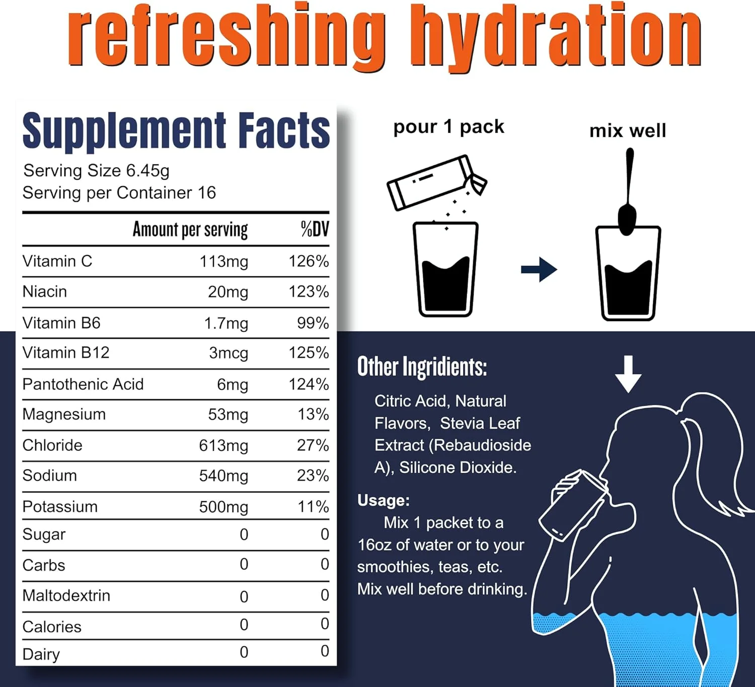 بسته های نوشیدنی هیدراتاسیون Hi-Lyte Pro Adapted Nutrition - 16 بسته تک نفره | لیمو ترش | پودر الکترولیت طعم دار | بدون شکر، بدون کربوهیدرات، بدون کالری