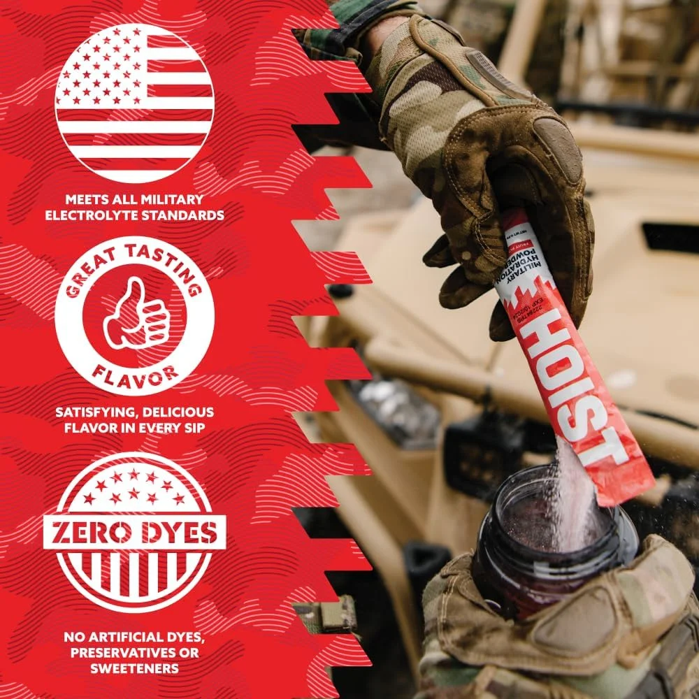 پودر مخلوط نوشیدنی الکترولیت HOIST – آبرسانی سریع، فرمول آبرسانی نظامی – پانچ میوه (12 بسته تک نفره)