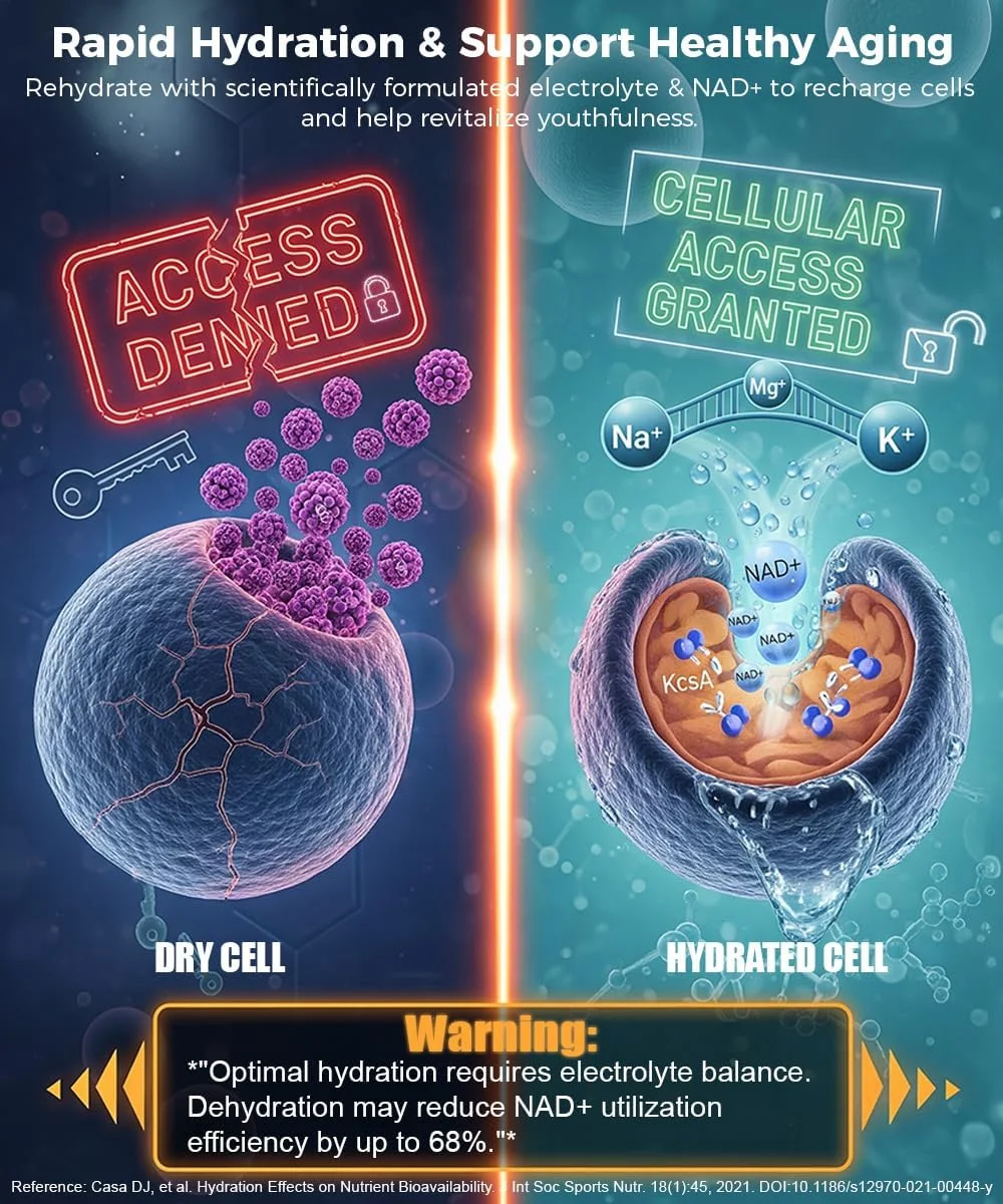 پودر الکترولیت به همراه مکمل NAD+ (بدون شکر) (انرژی و سلامت) نوشیدنی آبرسان روزانه برای آقایان و بانوان (بسته 15 عددی، کلاسیک متنوع)