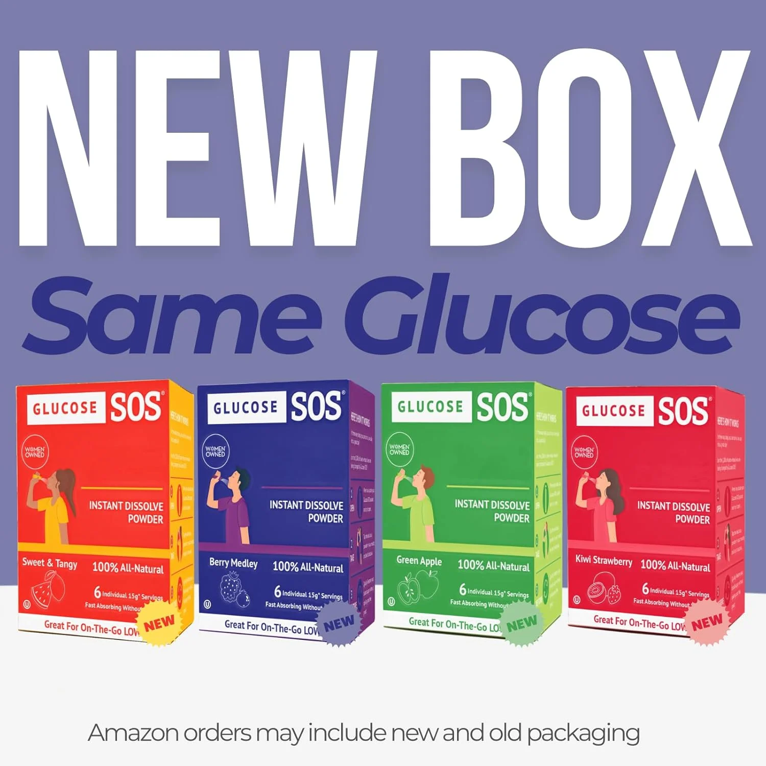 بسته های گلوکز SOS با دکستروز طبیعی، جذب سریع که فورا در دهان حل می شود و نیازی به آب ندارد، 4 طعم مختلف 24 سروینگ بسته های گلوکز SOS با دکستروز طبیعی، جذب سریع که فورا در دهان حل می شود و نیازی به آب ندارد، 4 طعم مختلف 24 سروینگ