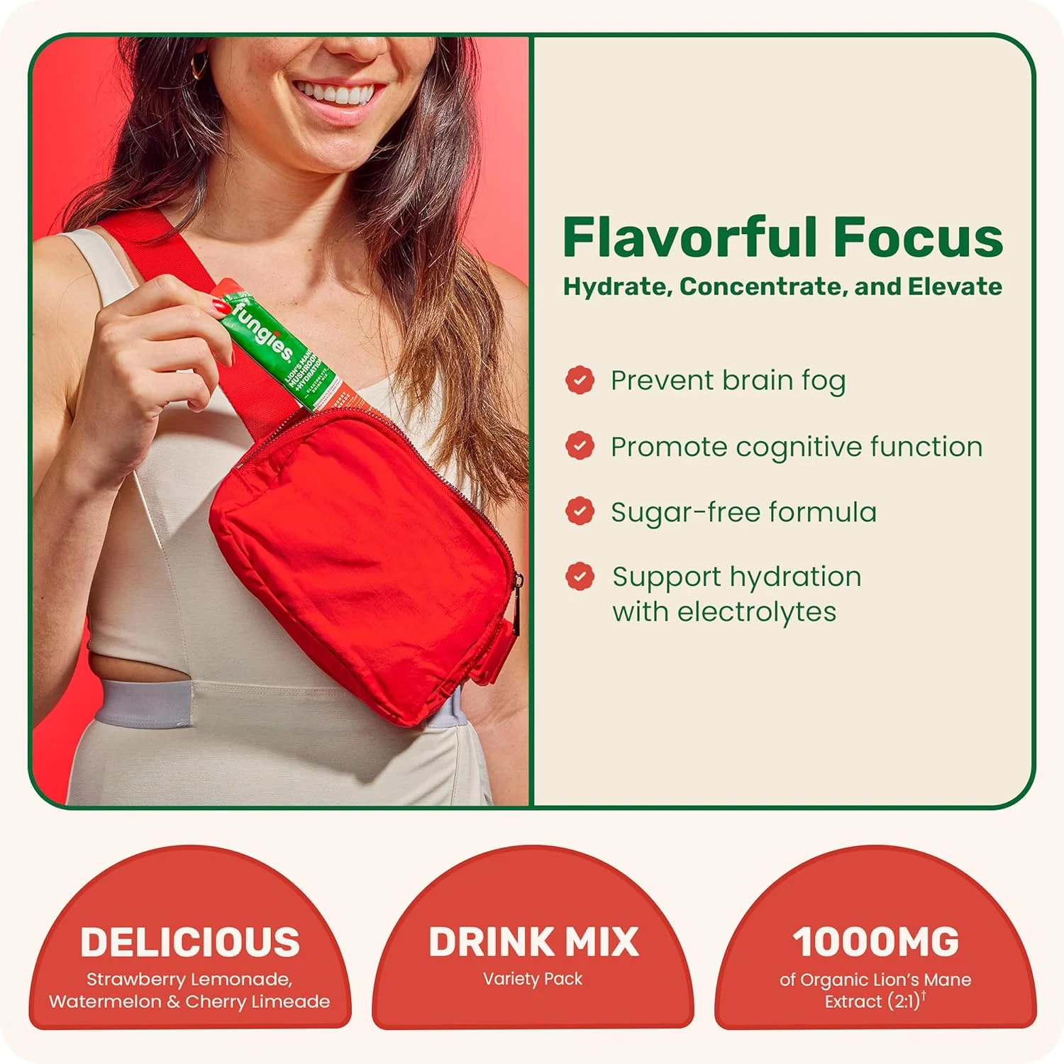 مخلوط نوشیدنی الکترولیت فانگیز با قارچ یال شیر و الکترولیت های ضروری، بسته 24 عددی متنوع - پودر مکمل آبرسانی بدون قند برای بزرگسالان برای سلامت مغز و تمرکز - مکمل قارچ مخلوط نوشیدنی الکترولیت فانگیز با قارچ یال شیر و الکترولیت های ضروری، بسته 24 عددی متنوع - پودر مکمل آبرسانی بدون قند برای بزرگسالان برای سلامت مغز و تمرکز - مکمل قارچ