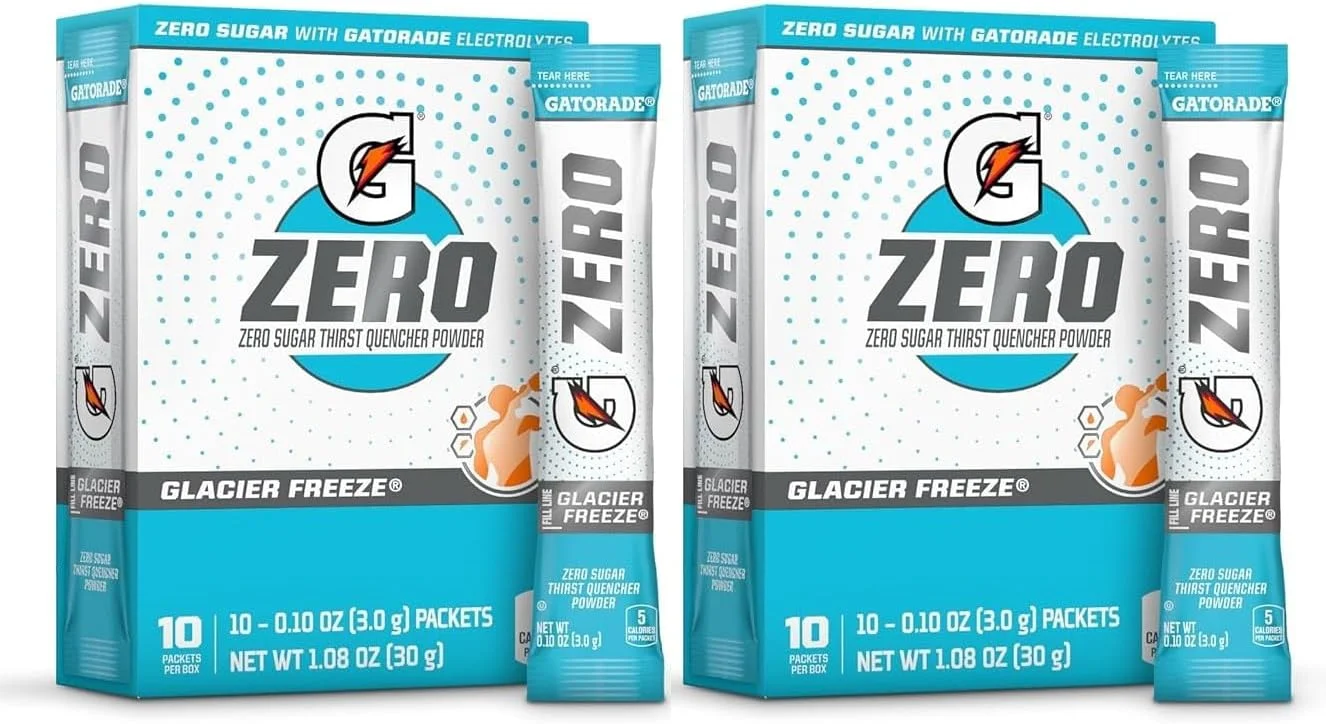 پودر نوشیدنی الکترولیتی G Zero، حاوی ویتامین، بدون شکر، 20 عدد (بسته 2 عددی) (20 بسته، طعم Glacier Freeze) پودر نوشیدنی الکترولیتی G Zero، حاوی ویتامین، بدون شکر، 20 عدد (بسته 2 عددی) (20 بسته، طعم Glacier Freeze)