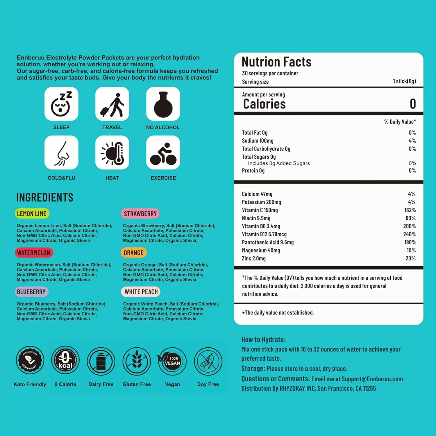 پودر الکترولیت، 30 عدد، آبرسانی سریع، مخلوط نوشیدنی الکترولیتی بدون شکر، بسته های الکترولیت مسافرتی برای آبرسانی سریع، 6 طعم پودر الکترولیت، 30 عدد، آبرسانی سریع، مخلوط نوشیدنی الکترولیتی بدون شکر، بسته های الکترولیت مسافرتی برای آبرسانی سریع، 6 طعم