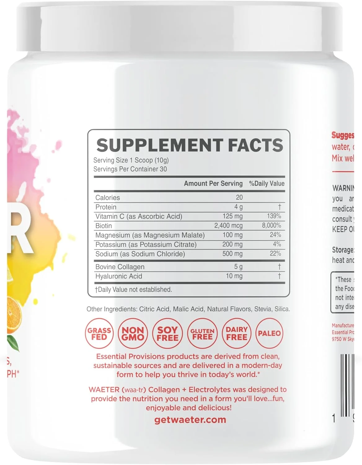 پودر کلاژن و الکترولیت آبرسان WAETER | بدون شکر | غیر تراریخته | بدون گلوتن | مناسب رژیم پالئو | بدون سویا | بدون لبنیات | تغذیه شده با علف و پرورش یافته در مراتع | 30 سروینگ - طعم مرکبات پودر کلاژن و الکترولیت آبرسان WAETER | بدون شکر | غیر تراریخته | بدون گلوتن | مناسب رژیم پالئو | بدون سویا | بدون لبنیات | تغذیه شده با علف و پرورش یافته در مراتع | 30 سروینگ - طعم مرکبات