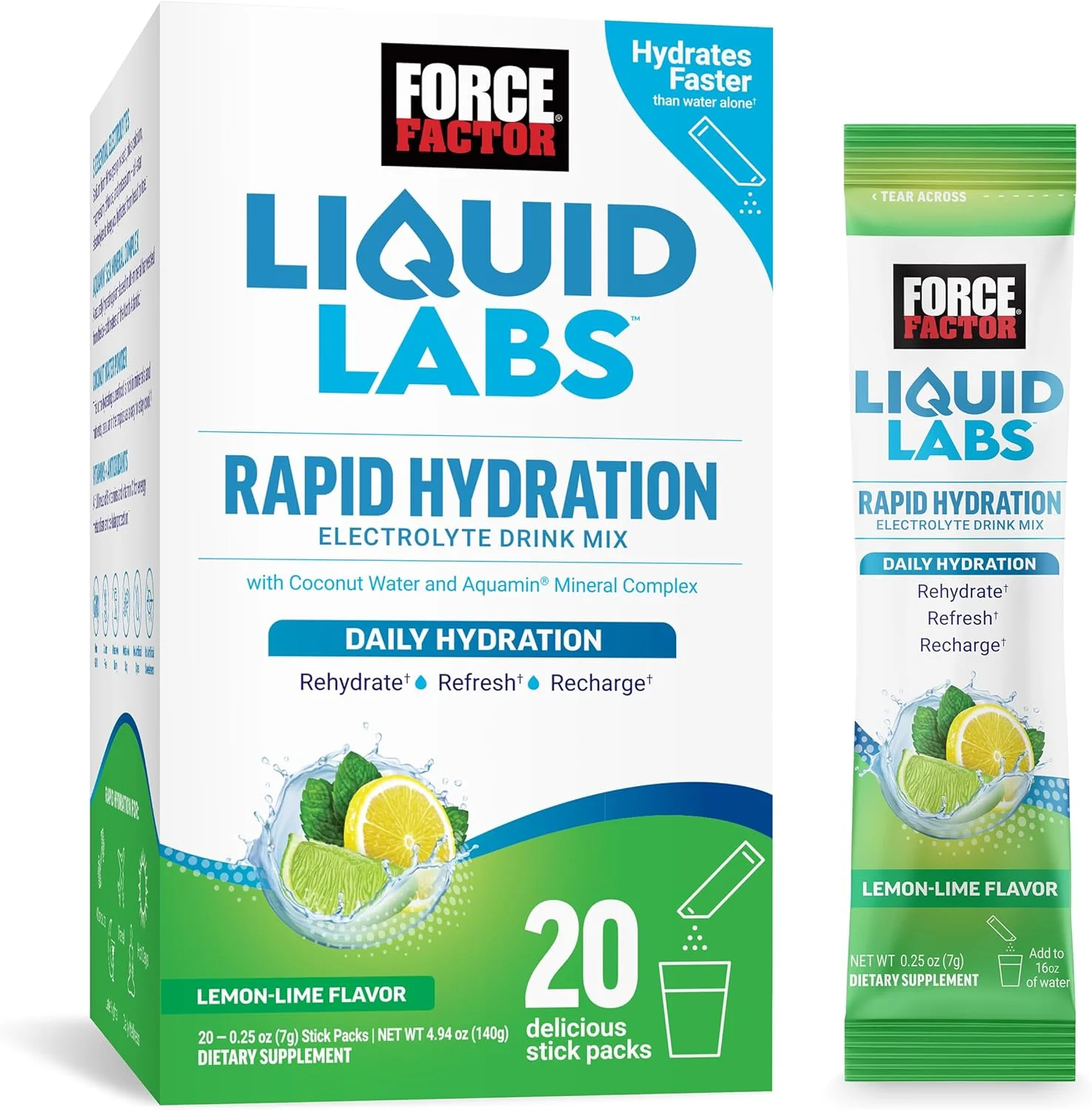 پودر الکترولیت لیمویی Liquid Labs FORCE FACTOR - بسته های آبرسانی برای تهیه آب الکترولیت با 5 الکترولیت ضروری، ویتامین ها، مواد معدنی و آنتی اکسیدان ها، 20 بسته چوبی پودر الکترولیت لیمویی Liquid Labs FORCE FACTOR - بسته های آبرسانی برای تهیه آب الکترولیت با 5 الکترولیت ضروری، ویتامین ها، مواد معدنی و آنتی اکسیدان ها، 20 بسته چوبی