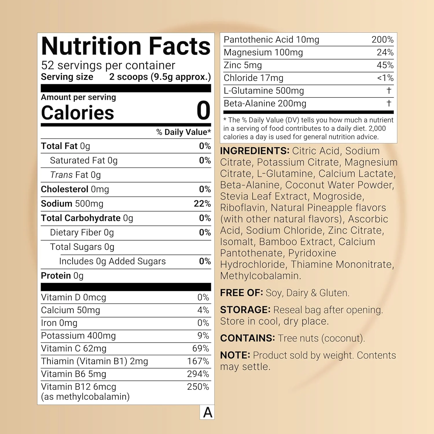 پودر الکترولیت ورزشی بدون شکر، 500 گرم (52 سروینگ) | مخلوط نوشیدنی آبرسان الکترولیتی با سدیم، پتاسیم، منیزیم، ال-گلوتامین، بتا آلانین و آب نارگیل – طعم آناناس استوایی پودر الکترولیت ورزشی بدون شکر، 500 گرم (52 سروینگ) | مخلوط نوشیدنی آبرسان الکترولیتی با سدیم، پتاسیم، منیزیم، ال-گلوتامین، بتا آلانین و آب نارگیل – طعم آناناس استوایی