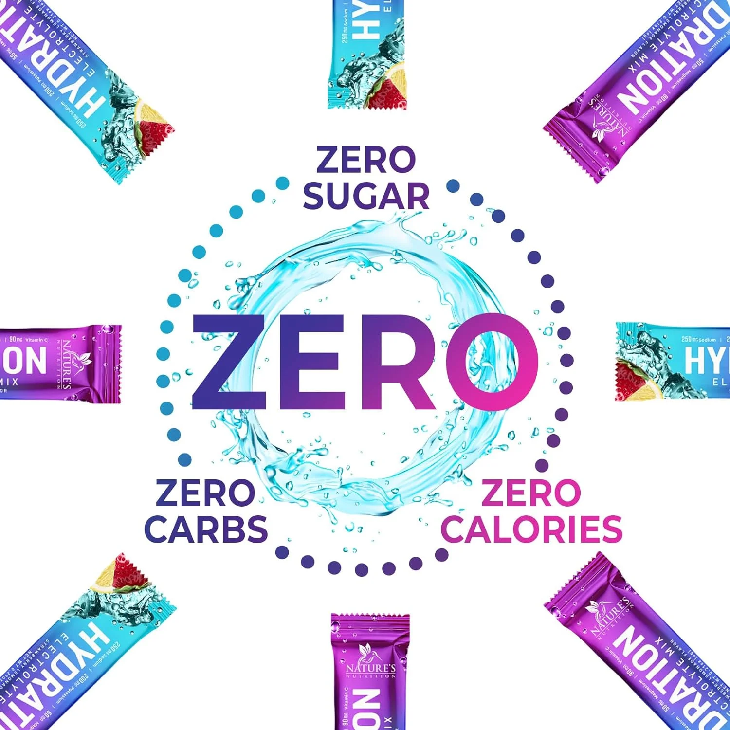 پودر الکترولیت - پودر آبرسان بدون شکر با پتاسیم، منیزیم، سدیم، روی و ویتامین C، نوشیدنی ترکیبی مایع الکترولیت آبرسان، وگان، لیمو توت فرنگی (16 بسته)