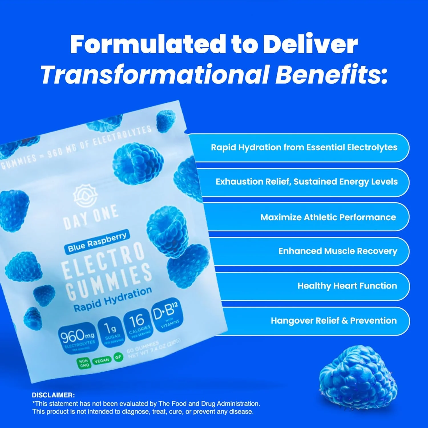 الکتروگامی های Day One - 60 عدد پاستیل الکترولیت با طعم تمشک آبی برای آبرسانی و ریکاوری - غنی شده با الکترولیت های ضروری، ایده آل برای تمرینات ورزشی، دویدن، پیاده روی و موارد دیگر الکتروگامی های Day One - 60 عدد پاستیل الکترولیت با طعم تمشک آبی برای آبرسانی و ریکاوری - غنی شده با الکترولیت های ضروری، ایده آل برای تمرینات ورزشی، دویدن، پیاده روی و موارد دیگر