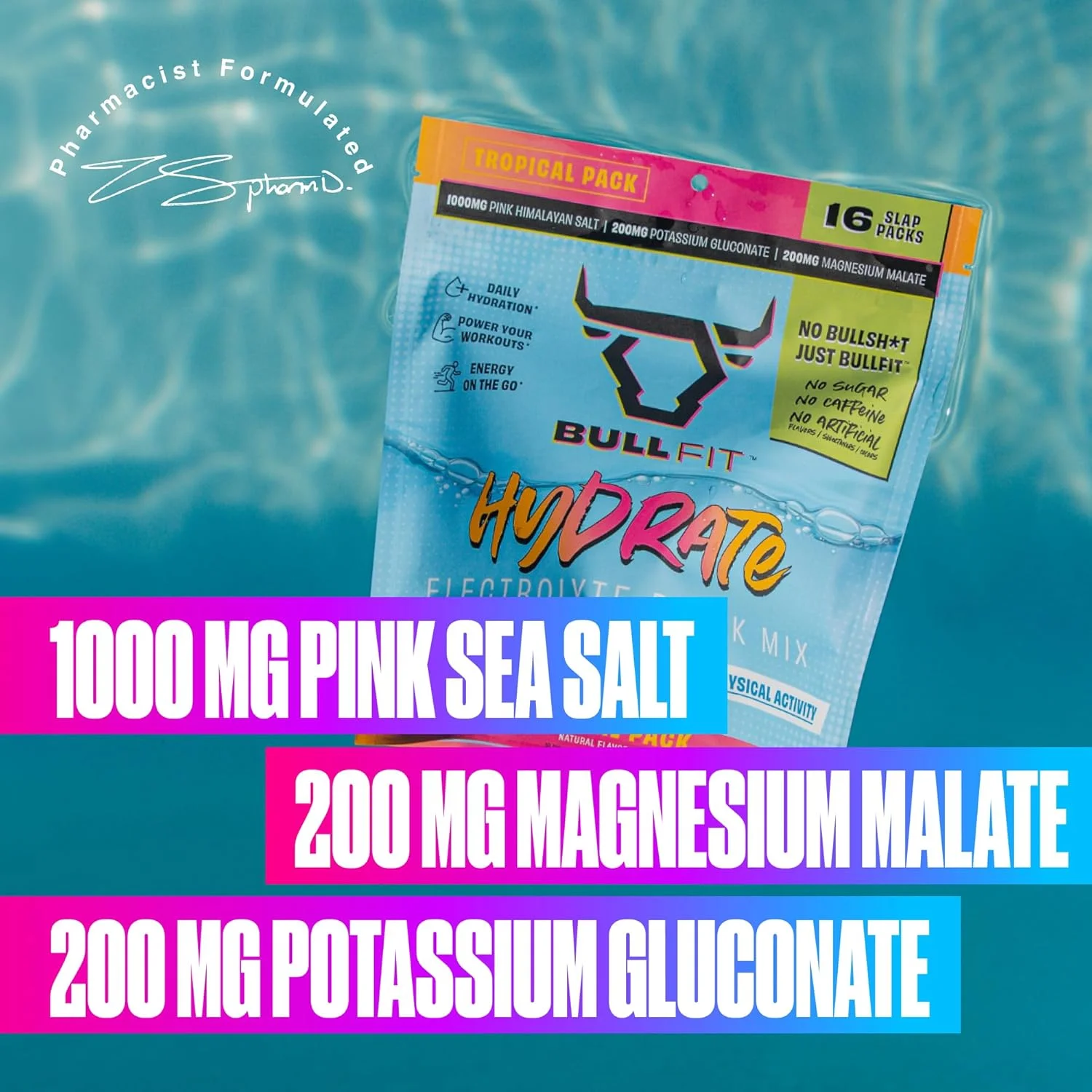 مخلوط نوشیدنی الکترولیت BullFit Hydrate، بسته متنوع استوایی، بدون شکر، بدون کافئین، نمک صورتی هیمالیا، پتاسیم، منیزیم، کیوی توت فرنگی، انبه هلو، پینا کولادا، نارگیل لیمو، 16 بسته مخلوط نوشیدنی الکترولیت BullFit Hydrate، بسته متنوع استوایی، بدون شکر، بدون کافئین، نمک صورتی هیمالیا، پتاسیم، منیزیم، کیوی توت فرنگی، انبه هلو، پینا کولادا، نارگیل لیمو، 16 بسته