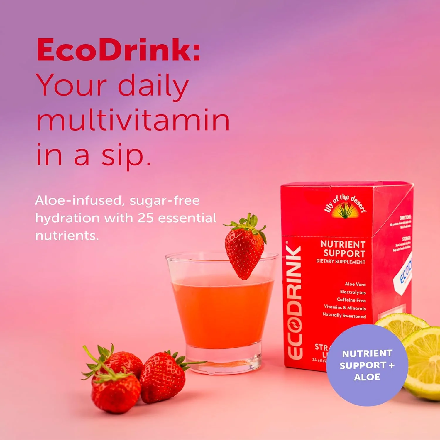 پودر مخلوط نوشیدنی اکو، طعم پانچ میوه - مخلوط مولتی ویتامین و الکترولیت شیرین شده طبیعی با آلوئه، 24 عدد ساشه در هر جعبه، 7 گرمی، محصولی از Lily of The Desert پودر مخلوط نوشیدنی اکو، طعم پانچ میوه - مخلوط مولتی ویتامین و الکترولیت شیرین شده طبیعی با آلوئه، 24 عدد ساشه در هر جعبه، 7 گرمی، محصولی از Lily of The Desert