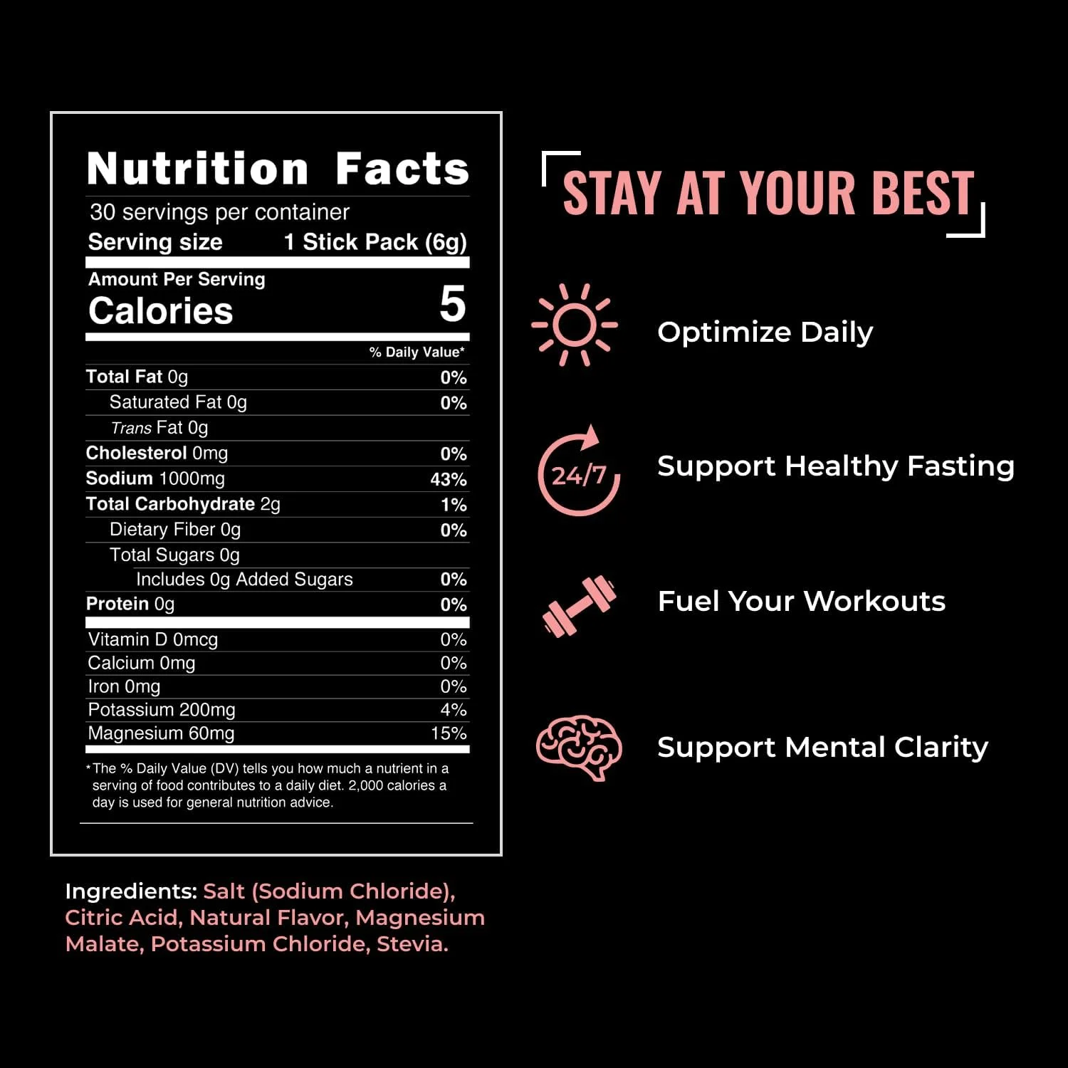 مخلوط نوشیدنی الکترولیت – بسته های آبرسانی | تمشک نمکی | بدون شکر | مواد مغذی اصلی: سدیم، منیزیم، پتاسیم | پشتیبانی از کتو و فستینگ | 30 عدد مخلوط نوشیدنی الکترولیت – بسته های آبرسانی | تمشک نمکی | بدون شکر | مواد مغذی اصلی: سدیم، منیزیم، پتاسیم | پشتیبانی از کتو و فستینگ | 30 عدد