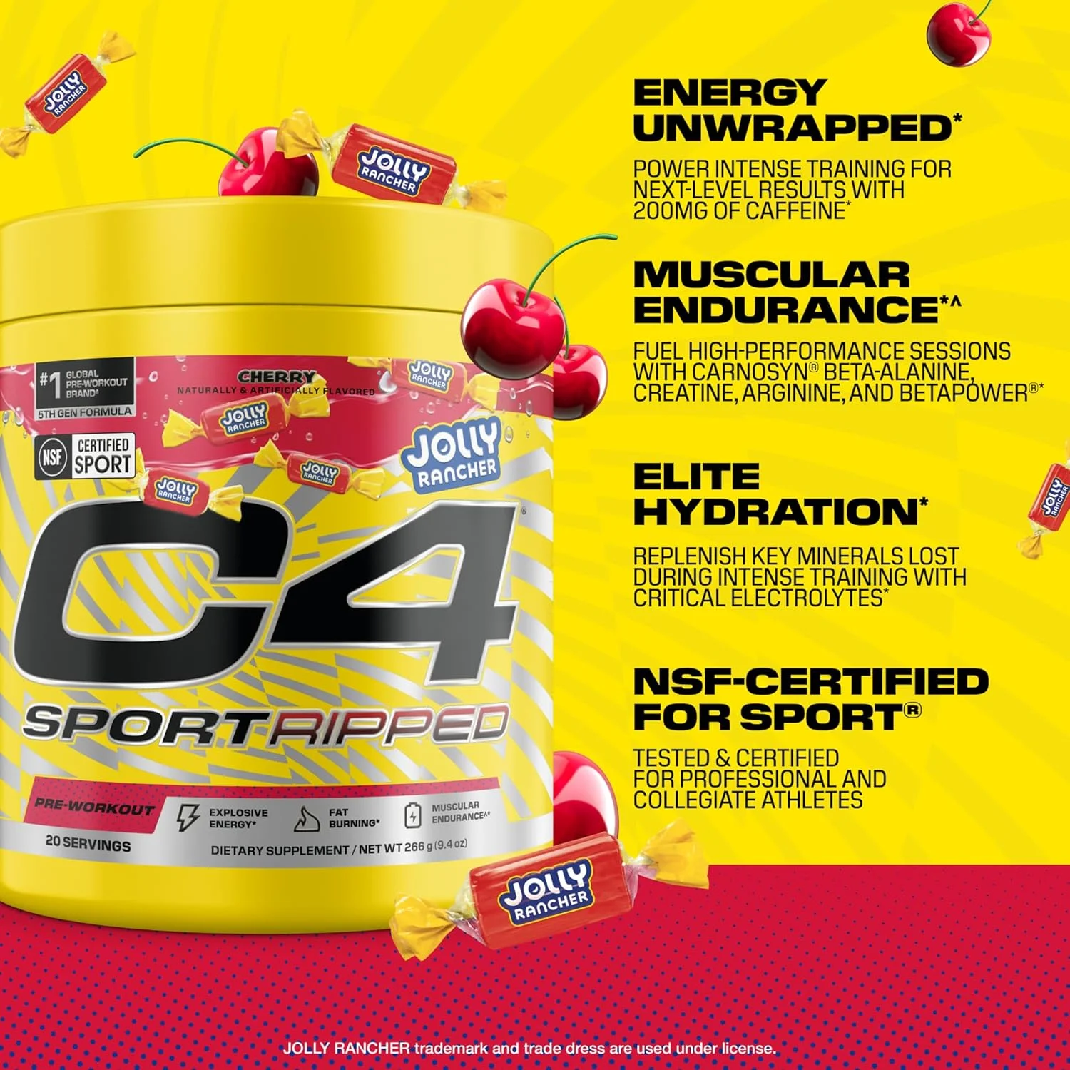 پودر مکمل ورزشی قبل از تمرین Cellucor C4 Sport Ripped - طعم گیلاس جولی رنچر - دارای گواهی NSF برای ورزش - آبرسانی عالی - 200 میلی گرم کافئین + کراتین + بتا آلانین - الکترولیت ها و انرژی - 20 سروینگ پودر مکمل ورزشی قبل از تمرین Cellucor C4 Sport Ripped - طعم گیلاس جولی رنچر - دارای گواهی NSF برای ورزش - آبرسانی عالی - 200 میلی گرم کافئین + کراتین + بتا آلانین - الکترولیت ها و انرژی - 20 سروینگ