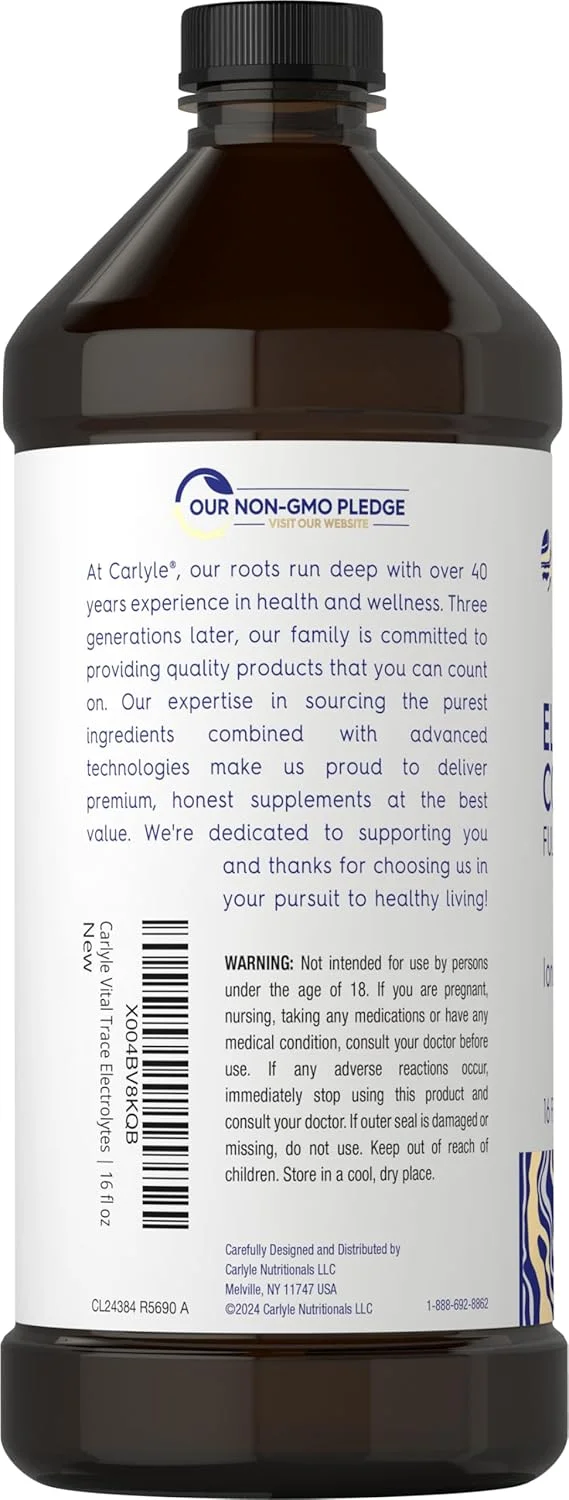 مایع غلیظ الکترولیت کارلایل | 473 میلی لیتر | طیف کامل | مایع الکترولیت یونی | فرمول غیر تراریخته و بدون گلوتن | توسط Vital Trace مایع غلیظ الکترولیت کارلایل | 473 میلی لیتر | طیف کامل | مایع الکترولیت یونی | فرمول غیر تراریخته و بدون گلوتن | توسط Vital Trace