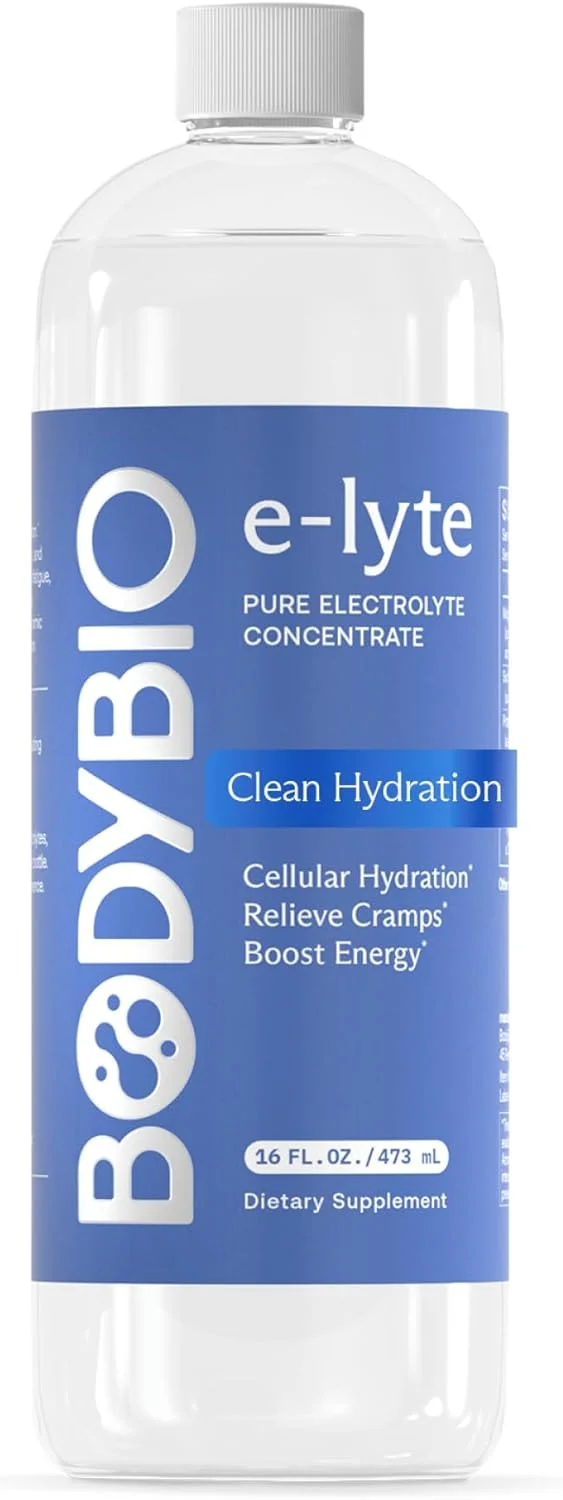 مایع الکترولیت BodyBio e-Lyte - کنسانتره الکترولیت مایع برای آبرسانی پاک، انرژی و تسکین گرفتگی عضلات - بدون شکر، بدون طعم دهنده های مصنوعی، بدون مواد افزودنی، مناسب برای کتو مایع الکترولیت BodyBio e-Lyte - کنسانتره الکترولیت مایع برای آبرسانی پاک، انرژی و تسکین گرفتگی عضلات - بدون شکر، بدون طعم دهنده های مصنوعی، بدون مواد افزودنی، مناسب برای کتو