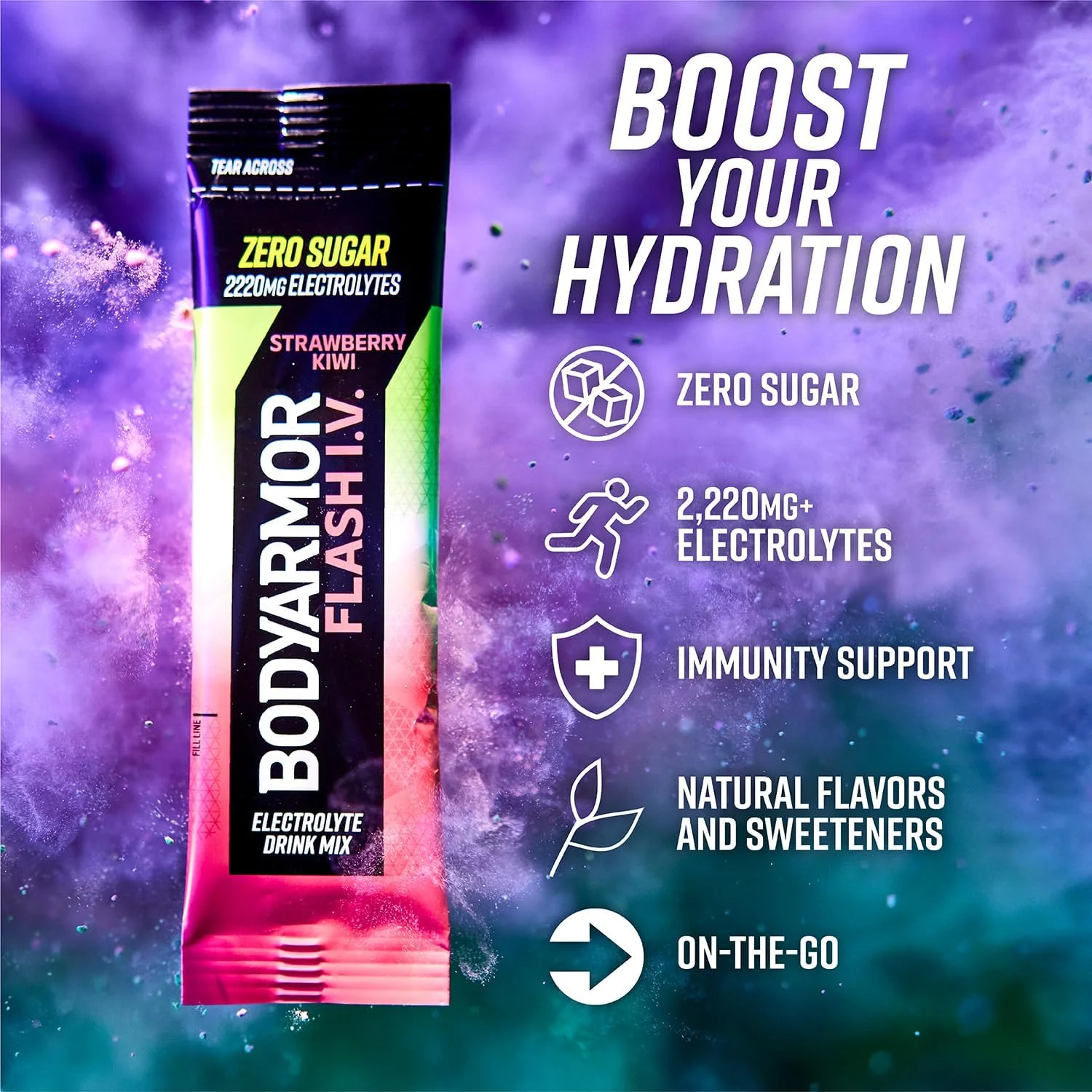 پودر الکترولیت BODYARMOR Flash IV، طعم توت فرنگی کیوی - مخلوط نوشیدنی بدون شکر، بسته های تک نفره، پودر آب نارگیل (6 عدد) پودر الکترولیت BODYARMOR Flash IV، طعم توت فرنگی کیوی - مخلوط نوشیدنی بدون شکر، بسته های تک نفره، پودر آب نارگیل (6 عدد)