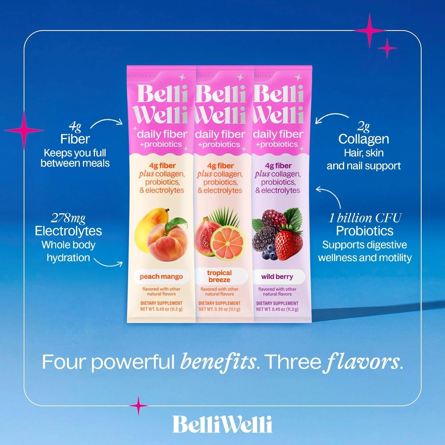 مکمل فیبر Belli Welli، پودر فیبر پروبیوتیک بسته مسافرتی برای زنان با کلاژن و الکترولیت برای سلامت روزانه روده و رفع نفخ، بسته متنوع، 10 بسته مکمل فیبر Belli Welli، پودر فیبر پروبیوتیک بسته مسافرتی برای زنان با کلاژن و الکترولیت برای سلامت روزانه روده و رفع نفخ، بسته متنوع، 10 بسته