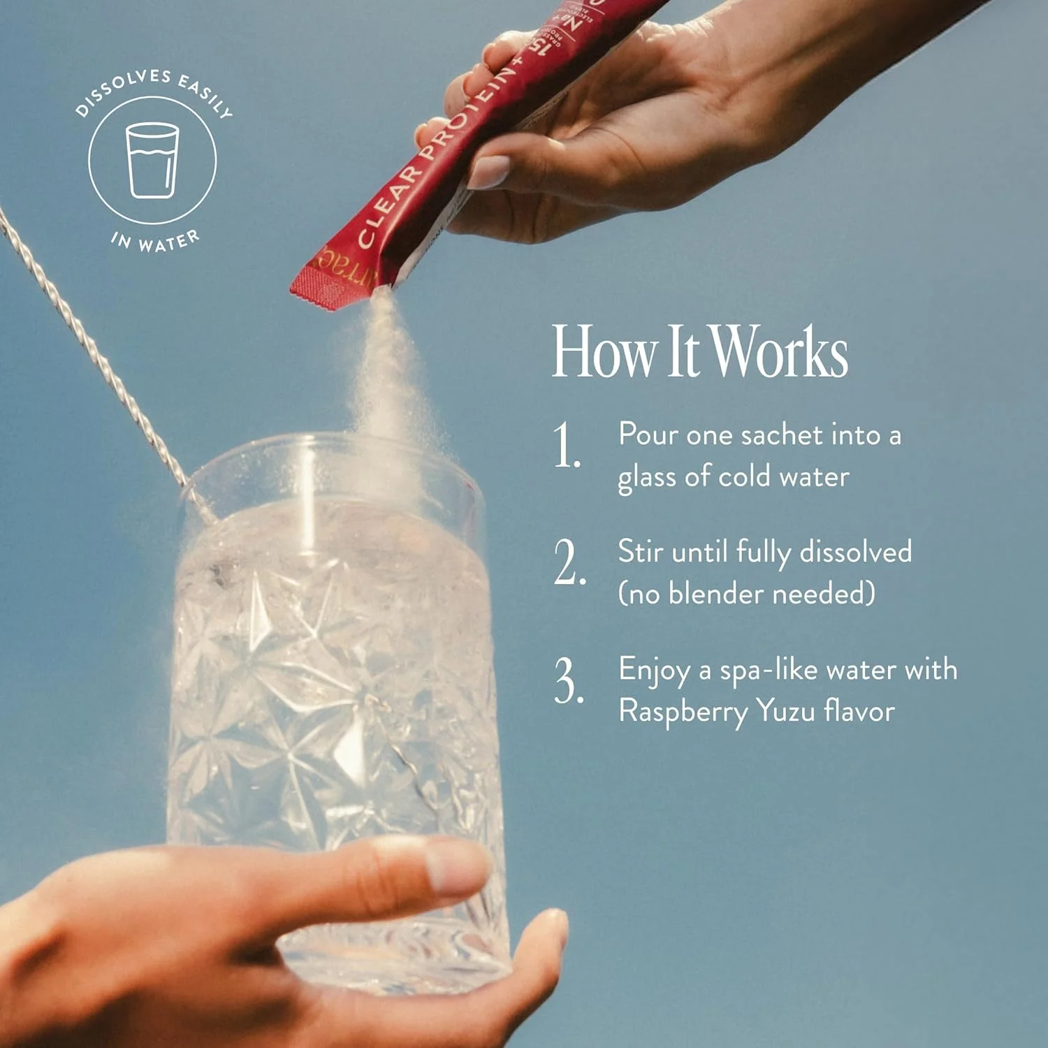 پروتئین شفاف Arrae - مکمل پروتئین طبیعی، بافت نرم، مخلوط آسان، 14 وعده، فرمول تمیز با الکترولیت ها