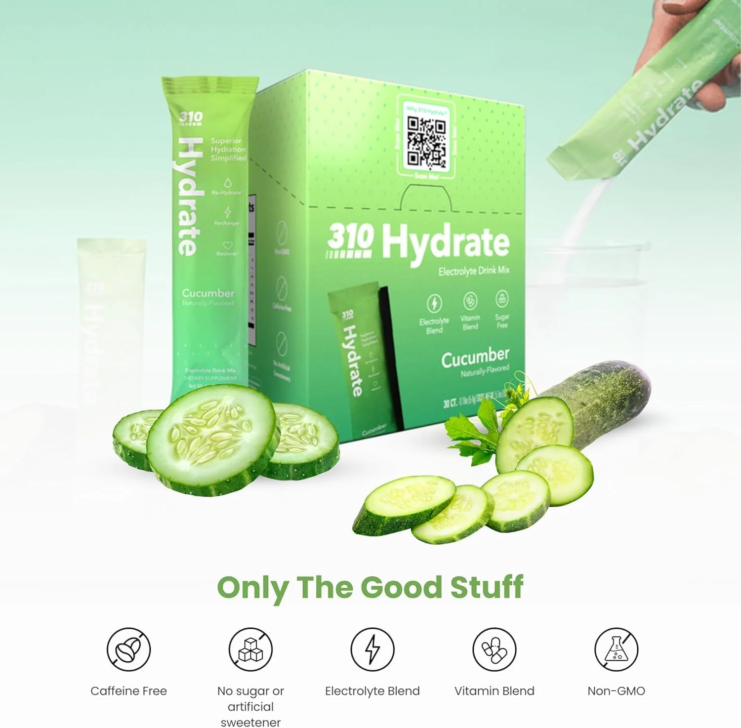 پودر الکترولیت بدون شکر 310 Nutrition - بسته های آبرسانی فوری برای تعادل مایعات روزانه - مخلوط نوشیدنی آبرسان بدون کافئین با ویتامین ها، کم کالری و مناسب برای کتو - خیار 30 عدد تک نفره پودر الکترولیت بدون شکر 310 Nutrition - بسته های آبرسانی فوری برای تعادل مایعات روزانه - مخلوط نوشیدنی آبرسان بدون کافئین با ویتامین ها، کم کالری و مناسب برای کتو - خیار 30 عدد تک نفره