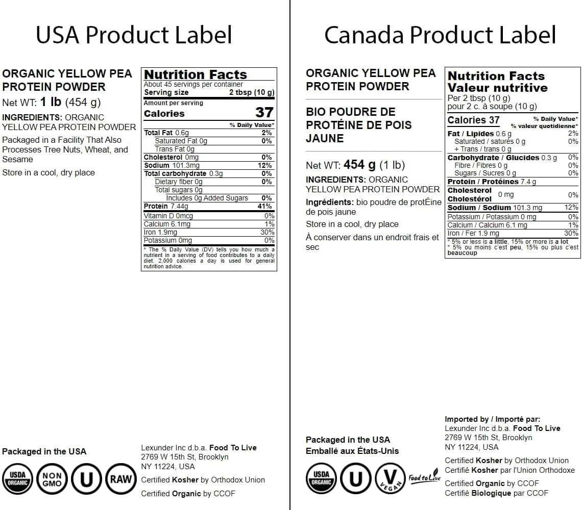 پودر پروتئین نخود ارگانیک فود تو لایو، 450 گرم – تهیه شده از نخود زرد غیر تراریخته، 80% پروتئین، کتو، پالئو، وگان، کوشر، خام، بدون طعم، بدون شیرین کننده، غیر پرتودهی شده. عالی برای پخت و پز و اسموتی