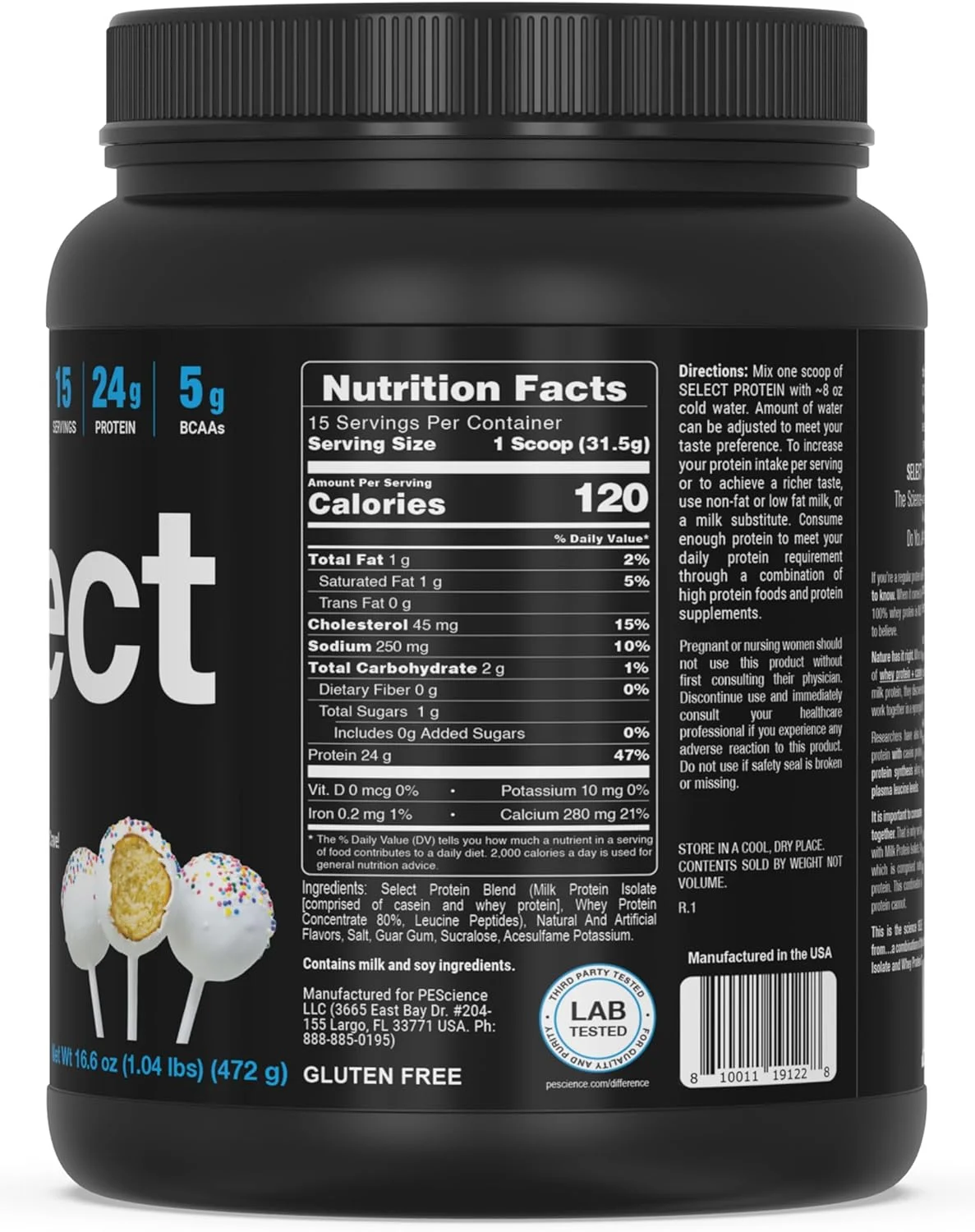 پودر پروتئین سلکت PEScience، مخلوط وی و کازئین، پودر پروتئین تمیز برای زنان و مردان، کم کالری، کم کربوهیدرات، مناسب برای کتو، بدون گلوتن - کیک پاپ - 15 سروینگ