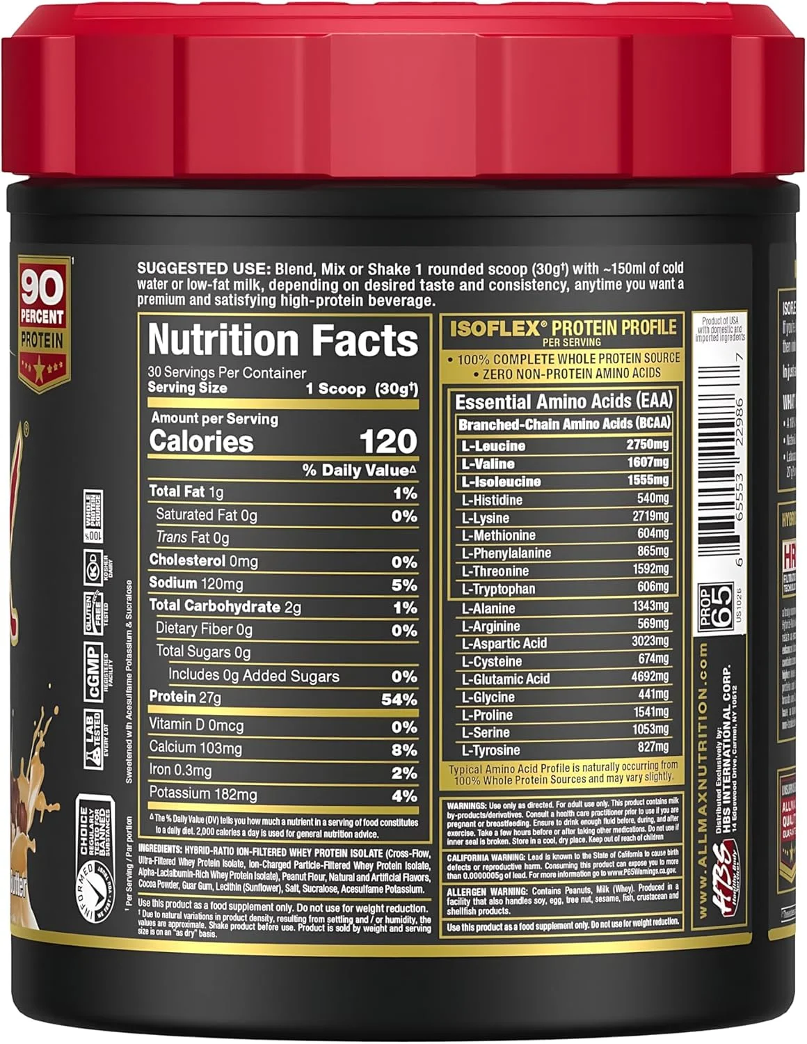 پروتئین وی ایزوله Allmax ISOFLEX – ۲۷ گرم پروتئین در هر پیمانه – ۹۹% فاقد لاکتوز – فاقد گلوتن و سویا – کره بادام زمینی شکلاتی – ۰.۹ پوند پروتئین وی ایزوله Allmax ISOFLEX – ۲۷ گرم پروتئین در هر پیمانه – ۹۹% فاقد لاکتوز – فاقد گلوتن و سویا – کره بادام زمینی شکلاتی – ۰.۹ پوند