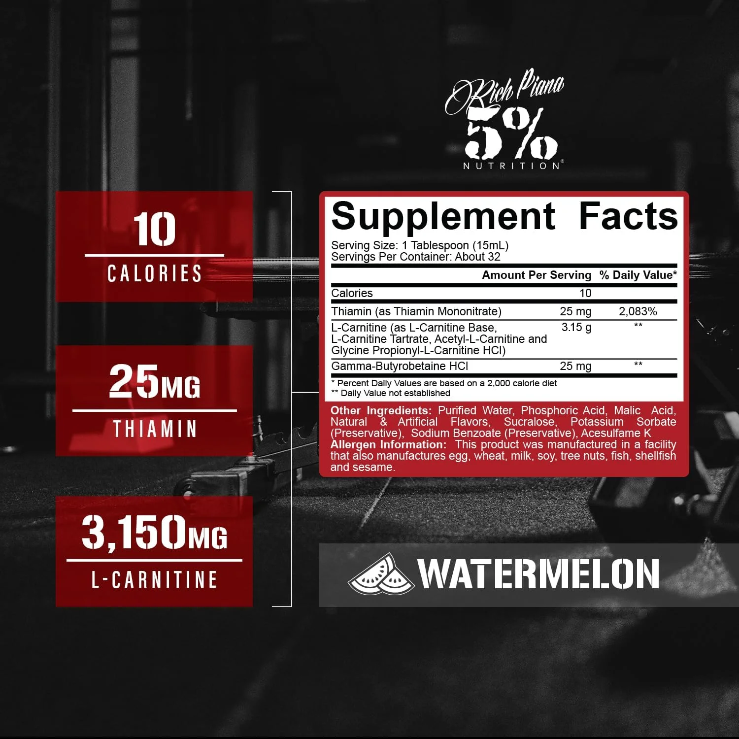 ال-کارنیتین مایع ریچ پیانا 3150 از 5% نوتریشن | ترکیب ممتاز 4 منبع + GBB، سوپر کارنیتین (آبنبات هندوانه) ال-کارنیتین مایع ریچ پیانا 3150 از 5% نوتریشن | ترکیب ممتاز 4 منبع + GBB، سوپر کارنیتین (آبنبات هندوانه)