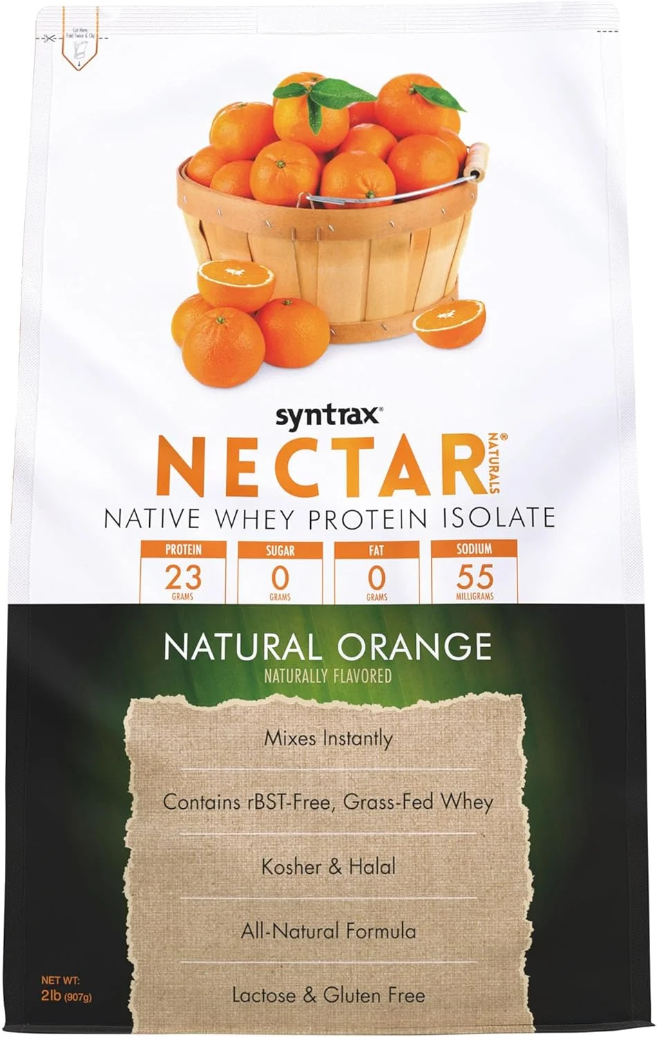 Syntrax Nectar Naturals، پروتئین وی ایزوله کاملا طبیعی، نرم و آبدار، پرتقال طبیعی، 2 پوند