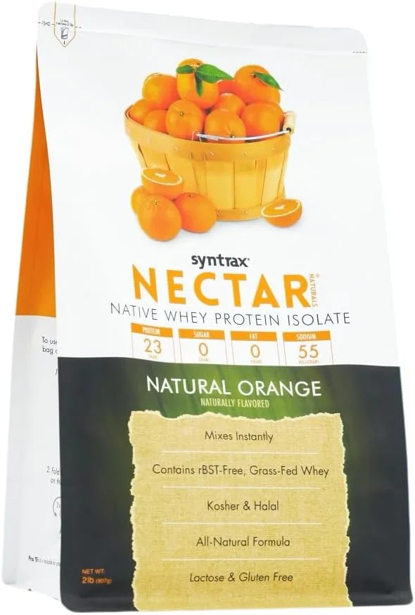 Syntrax Nectar Naturals، پروتئین وی ایزوله کاملا طبیعی، نرم و آبدار، پرتقال طبیعی، 2 پوند