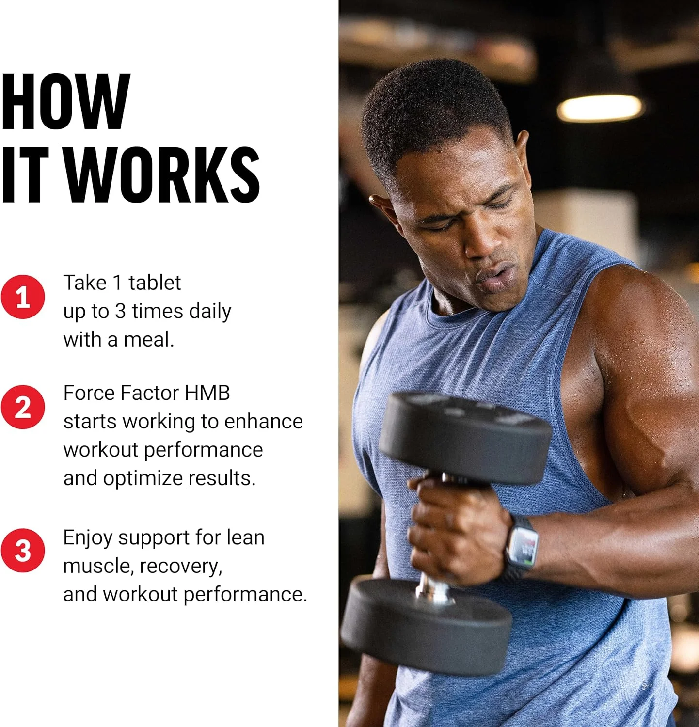 مکمل اچ ام بی فورس فکتور برای حفظ عضلات بدون چربی، پشتیبانی از ریکاوری تمرین و جلوگیری از تجزیه پروتئین عضلانی، دوز بالینی، کیفیت عالی، غیر GMO، 90 قرص