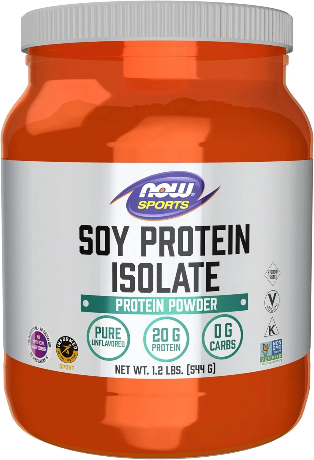 NOW Foods Sports Nutrition، پروتئین ایزوله سویا 20 گرم، 0 کربوهیدرات، پودر بدون طعم، 1.2 پوند