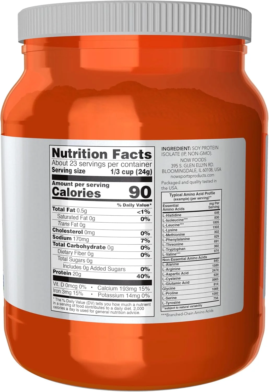 NOW Foods Sports Nutrition، پروتئین ایزوله سویا 20 گرم، 0 کربوهیدرات، پودر بدون طعم، 1.2 پوند