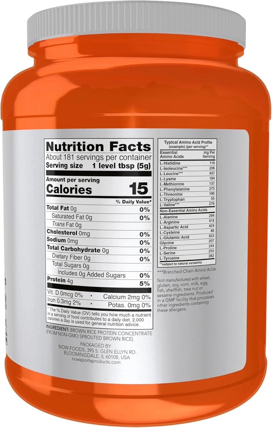 پروتئین برنج قهوه ای جوانه زده، 80% پروتئین، پودر بدون طعم، 2 پوندی