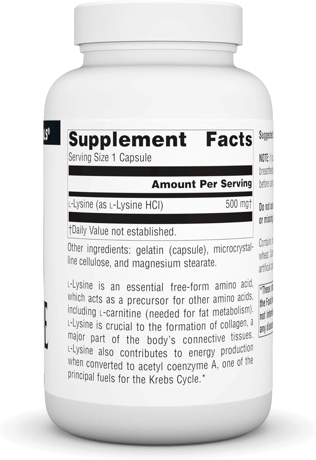 ال-لیزین فرم آزاد Source Naturals - مکمل اسید آمینه، پشتیبانی از تولید انرژی و کلاژن - 100 کپسول