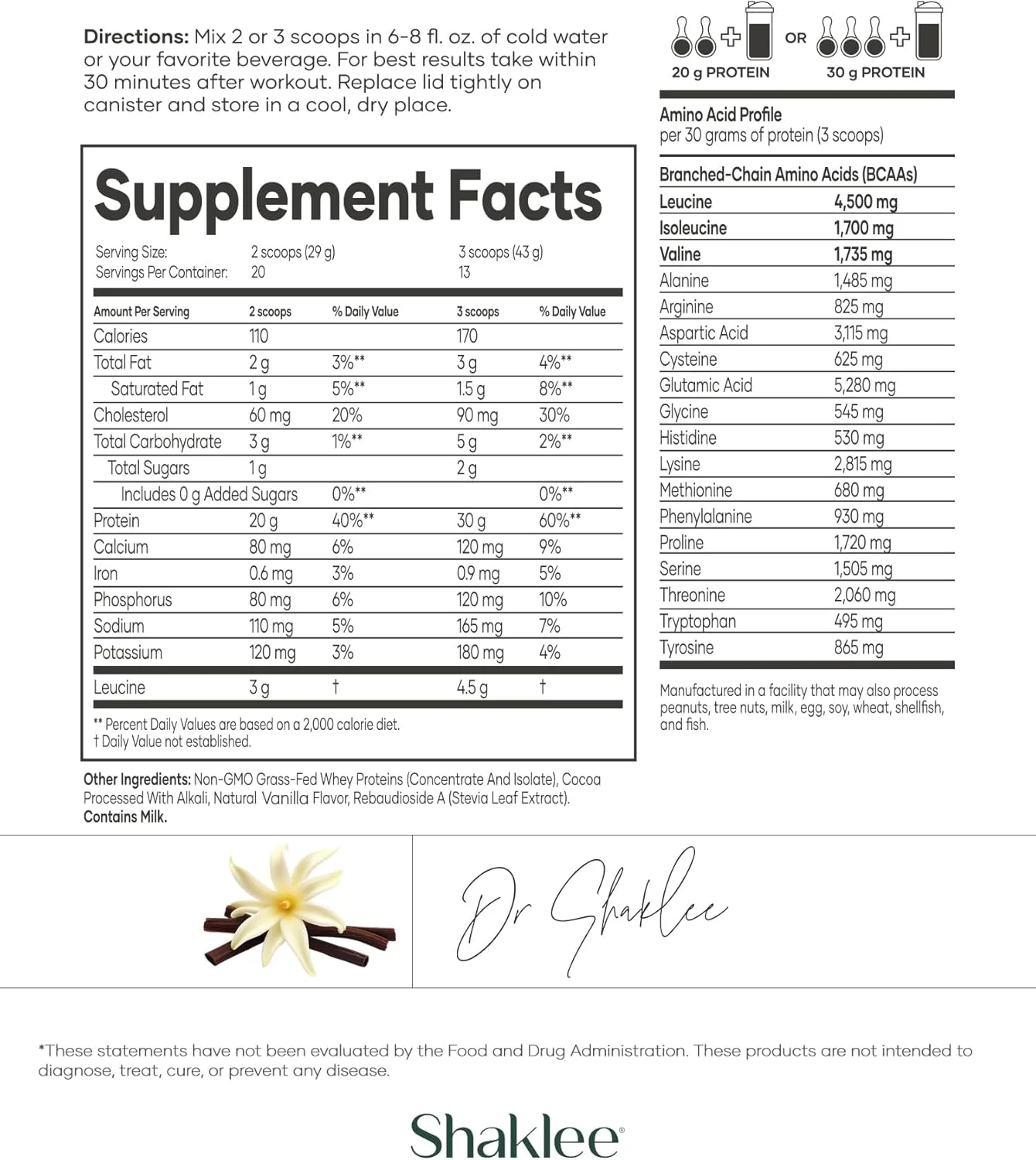 شیکلی - Performance® Advanced Physique® پروتئین وی 100% تغذیه شده با علف: فرمول جذب سریع - 20 گرم پروتئین 110 کالری - وانیلی - 20 سروینگ