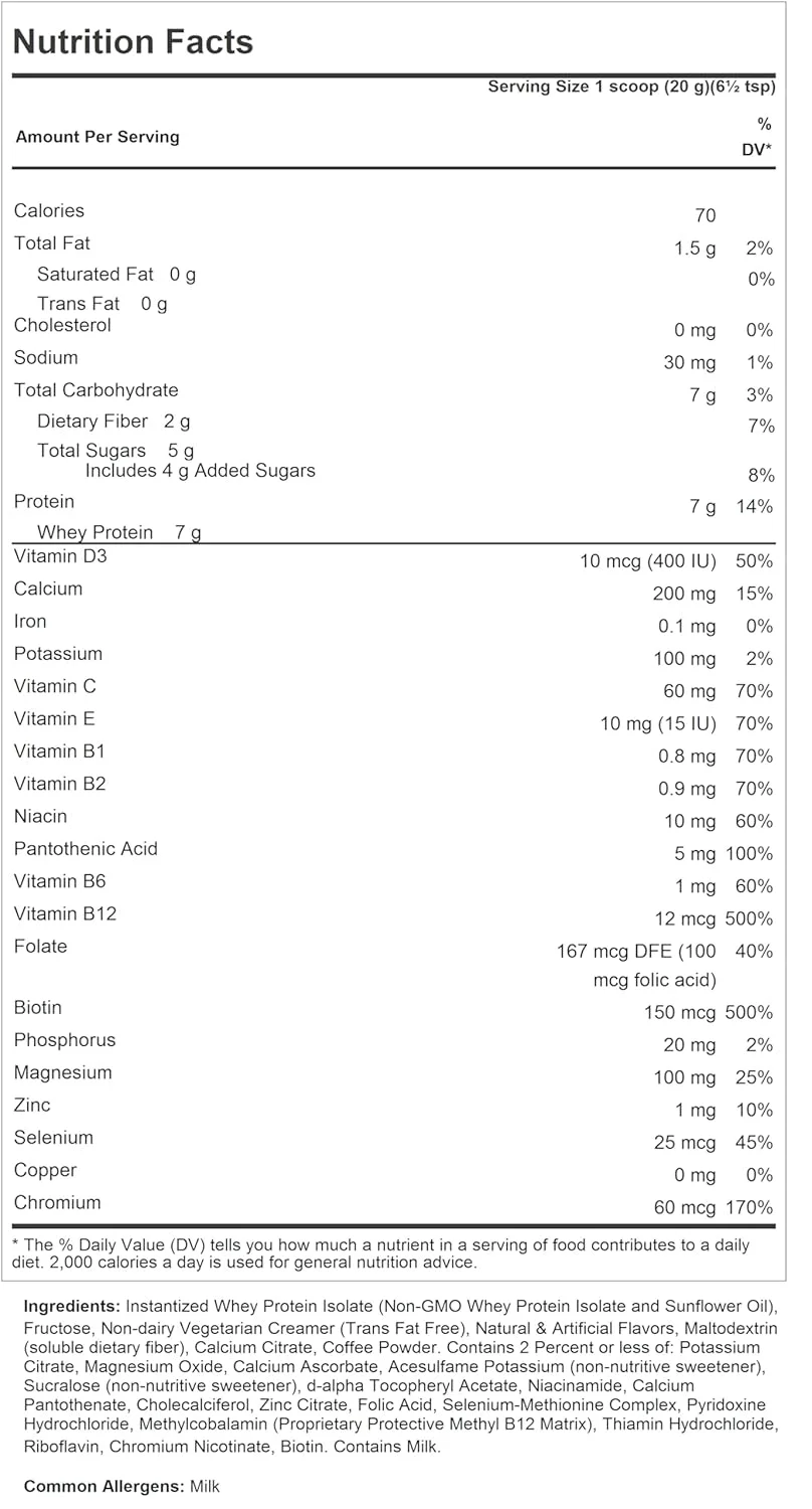 جایگزین غذای کامل پروتئین وی Secure اندرو لِسمن - قهوه 60 سروینگ - فقط 70 کالری، 7 گرم پروتئین وی فوق خالص، ویتامین ها، مواد معدنی، کم چرب، مغذی، خوشمزه، فورا مخلوط می شود