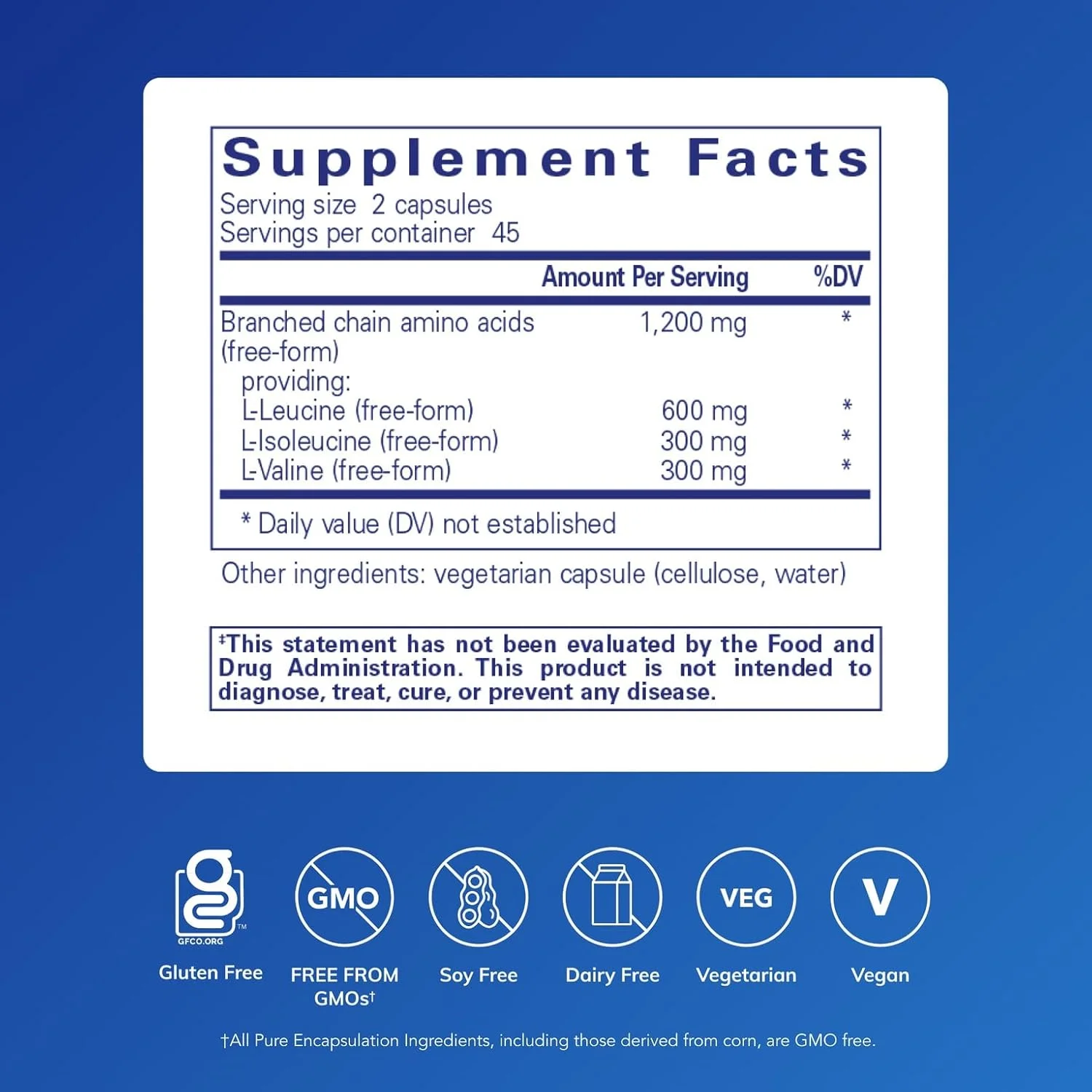 کپسول های BCAA Pure Encapsulations | مکمل ضد حساسیت برای حمایت از عملکرد عضلات در طول تمرین* | 90 کپسول