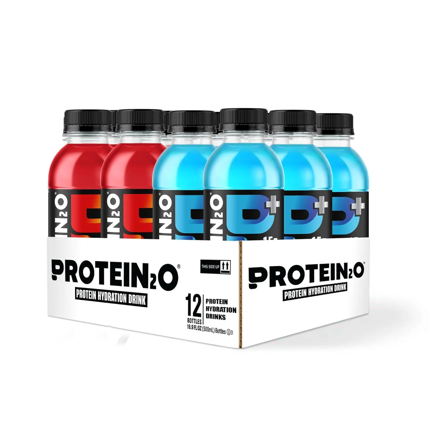 نوشیدنی پروتئینی ایزوله وی Protein2o با 15 گرم پروتئین، آبرسان به همراه انرژی و تمرکز، 350 میلی گرم الکترولیت، ویتامین های B5 و B6، بدون شکر، بسته متنوع انرژی، بطری 500 میلی لیتری (بسته 12 عددی)