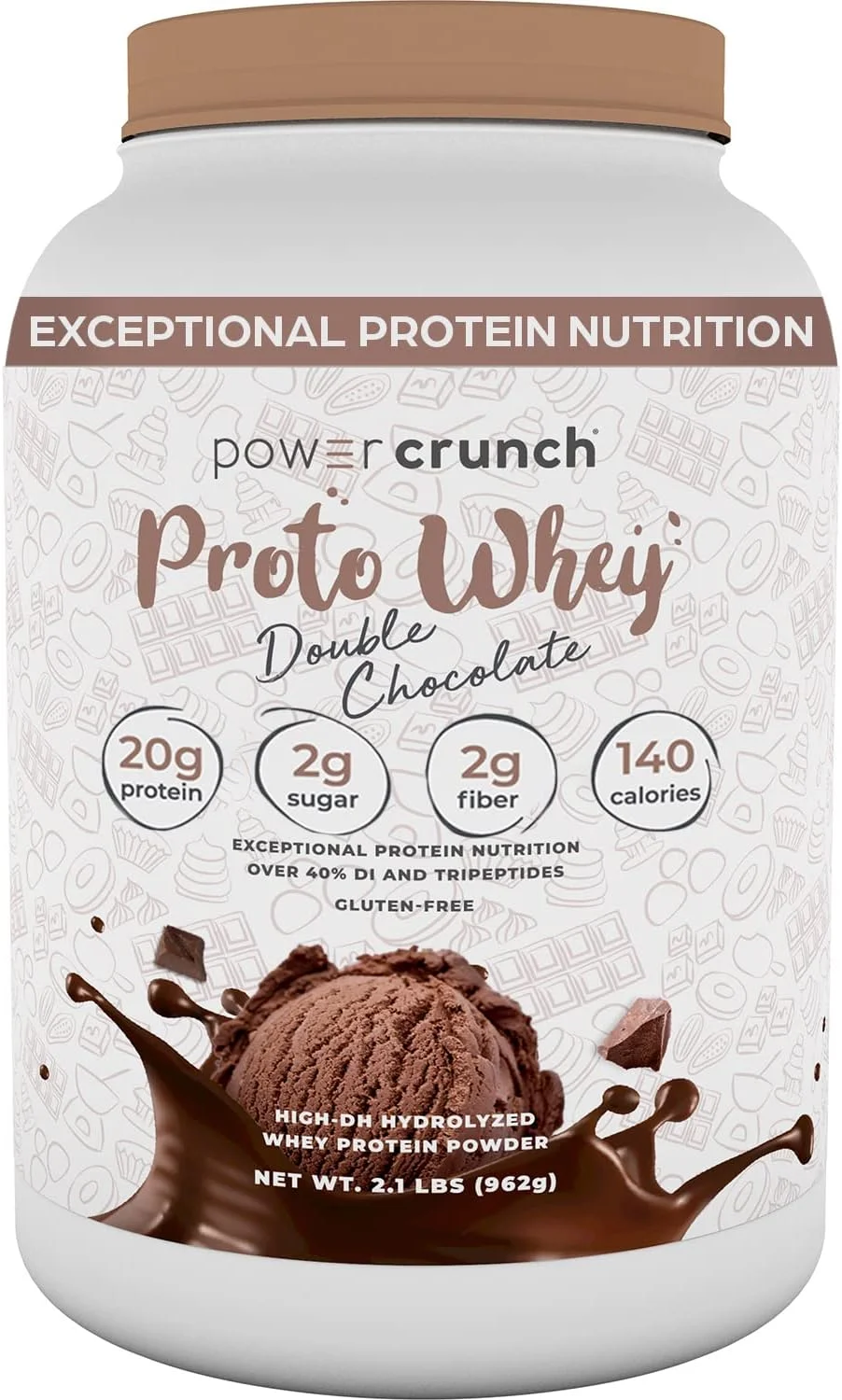پودر پروتئین وی دابل چاکلت پاور کرانچ Proto Whey، 20 گرم پروتئین، 26 سروینگ، 1 بسته 962 گرمی