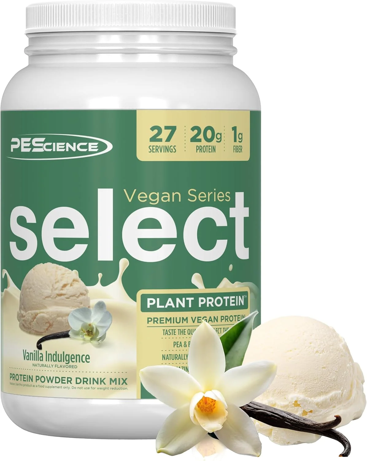 پودر پروتئین گیاهی PEScience Select، پودر پروتئین گیاهی، طعم شگفت انگیز، بافت نرم، ترکیبی از نخود و برنج قهوه ای، بدون لبنیات، بدون لاکتوز، بدون گلوتن - وانیل، 27 سروینگ