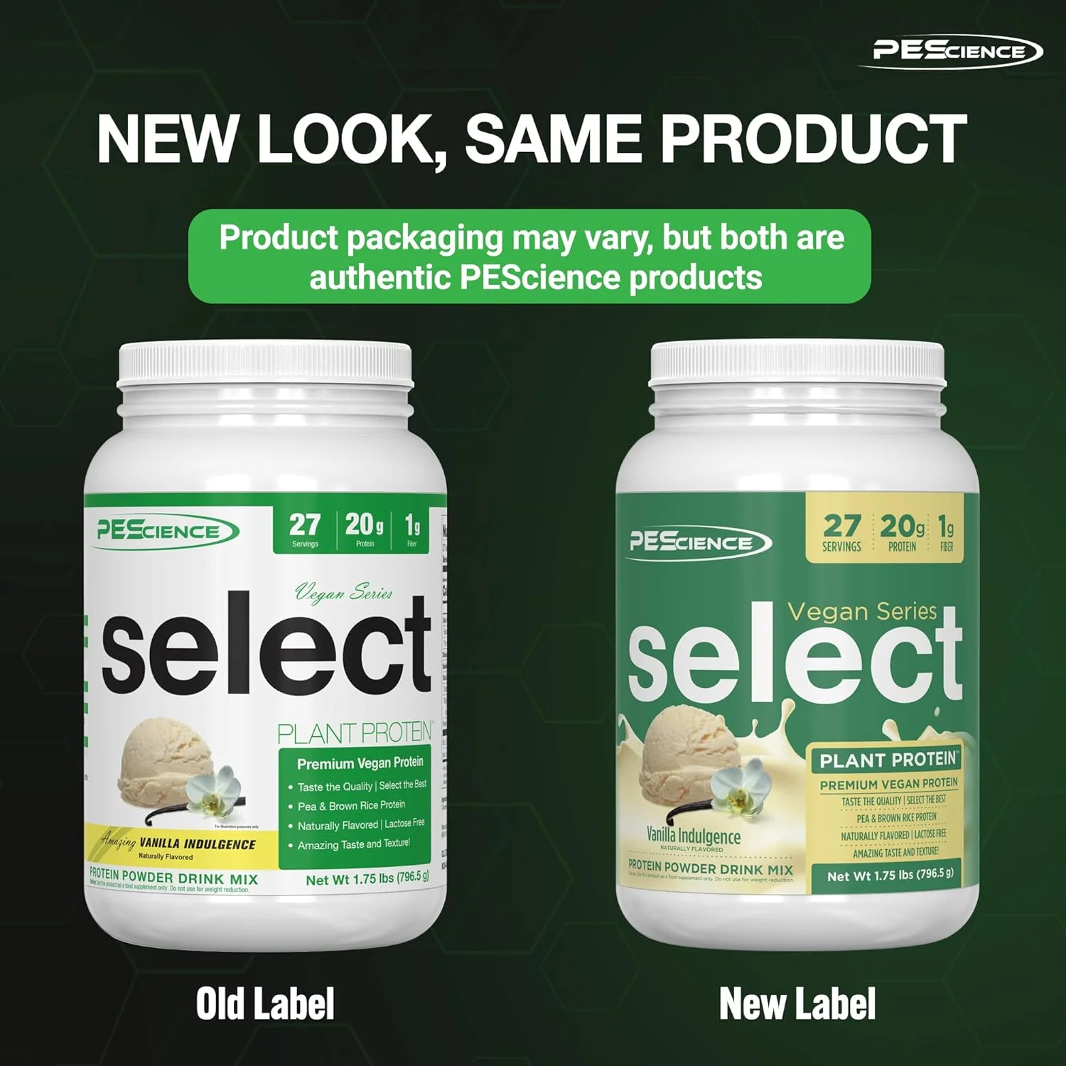 پودر پروتئین گیاهی PEScience Select، پودر پروتئین گیاهی، طعم شگفت انگیز، بافت نرم، ترکیبی از نخود و برنج قهوه ای، بدون لبنیات، بدون لاکتوز، بدون گلوتن - وانیل، 27 سروینگ