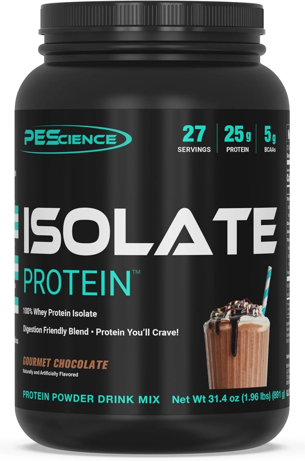 پروتئین وی ایزوله PEScience، پودر پروتئین خالص برای بانوان و آقایان، کم کربوهیدرات، بدون گلوتن، شیک جذب سریع بعد از تمرین، شکلات گورمه، 27 سروینگ