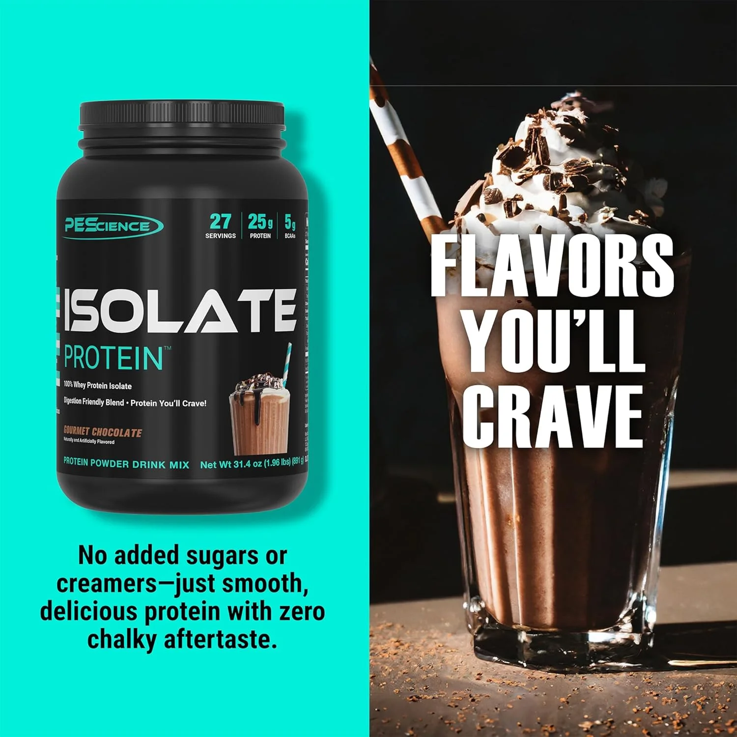 پروتئین وی ایزوله PEScience، پودر پروتئین خالص برای بانوان و آقایان، کم کربوهیدرات، بدون گلوتن، شیک جذب سریع بعد از تمرین، شکلات گورمه، 27 سروینگ