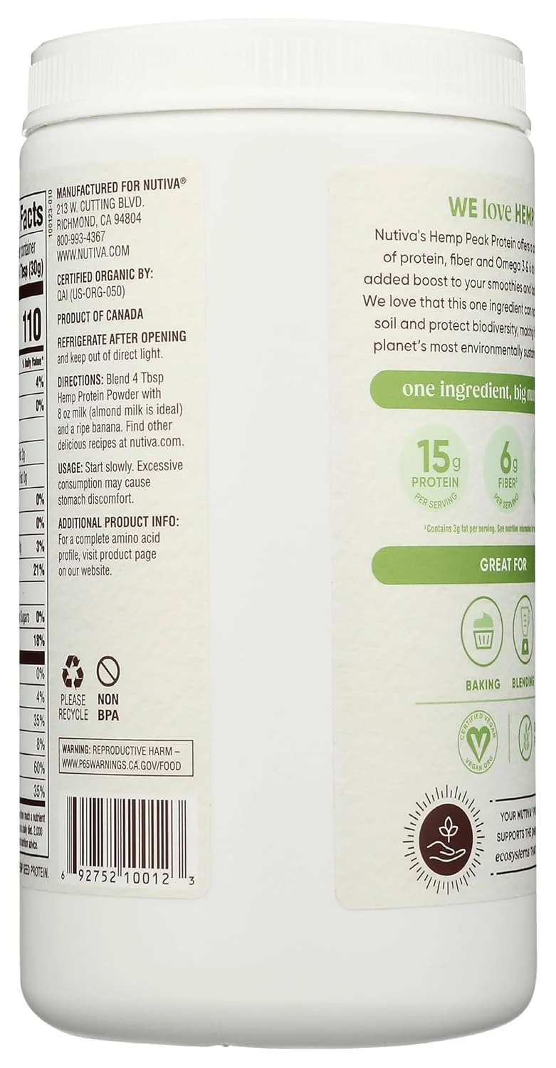 پودر پروتئین دانه شاهدانه ارگانیک فشرده سرد Nutiva، پروتئین خالص، 453 گرم، ارگانیک USDA، غیر GMO، تایید شده Whole 30، وگان، بدون گلوتن و کتو، پروتئین گیاهی با اسیدهای آمینه ضروری