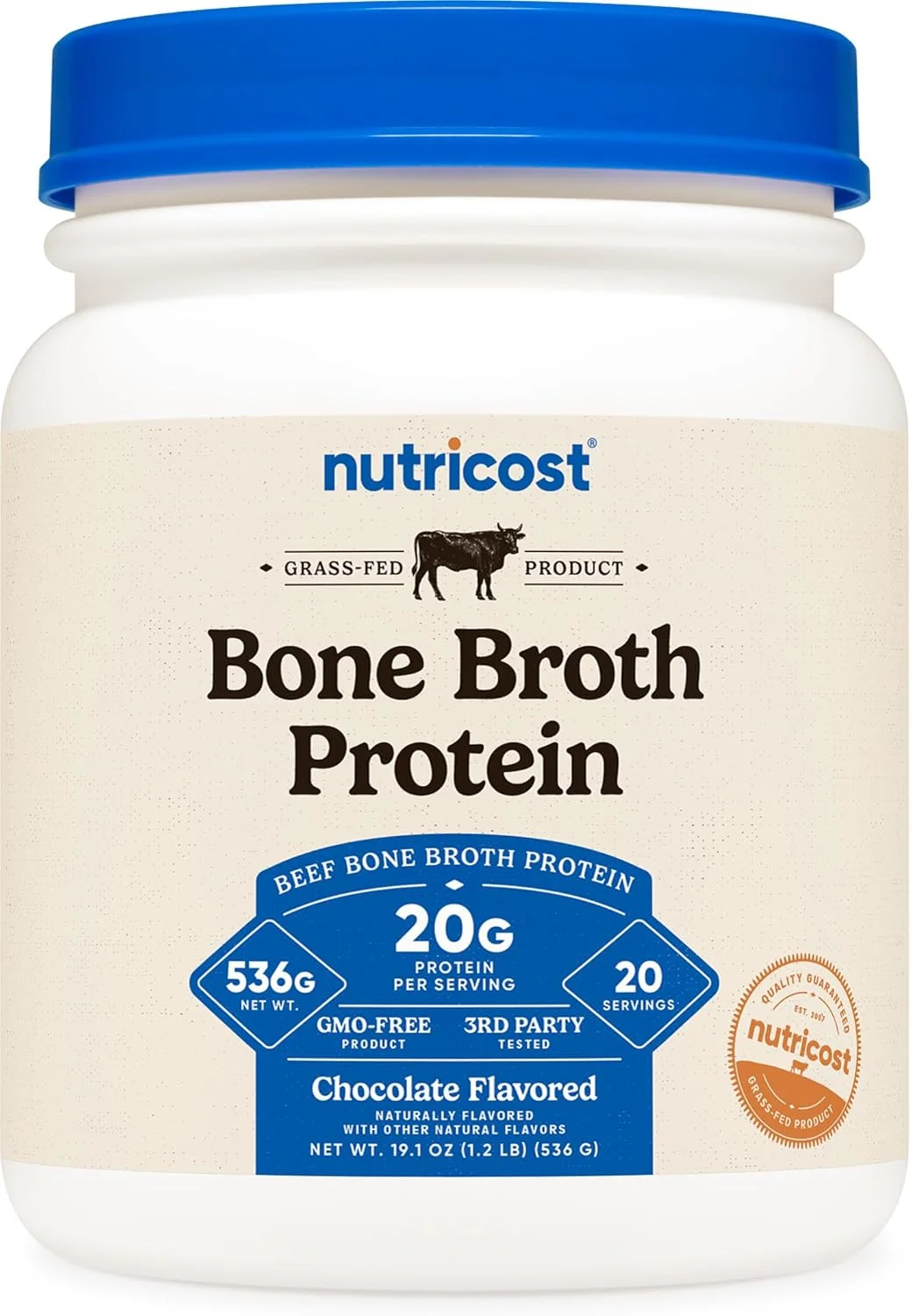 پودر پروتئین آب قلم گاو شکلاتی نوتری‌کاست (20 سروینگ) - بدون گلوتن، بدون GMO