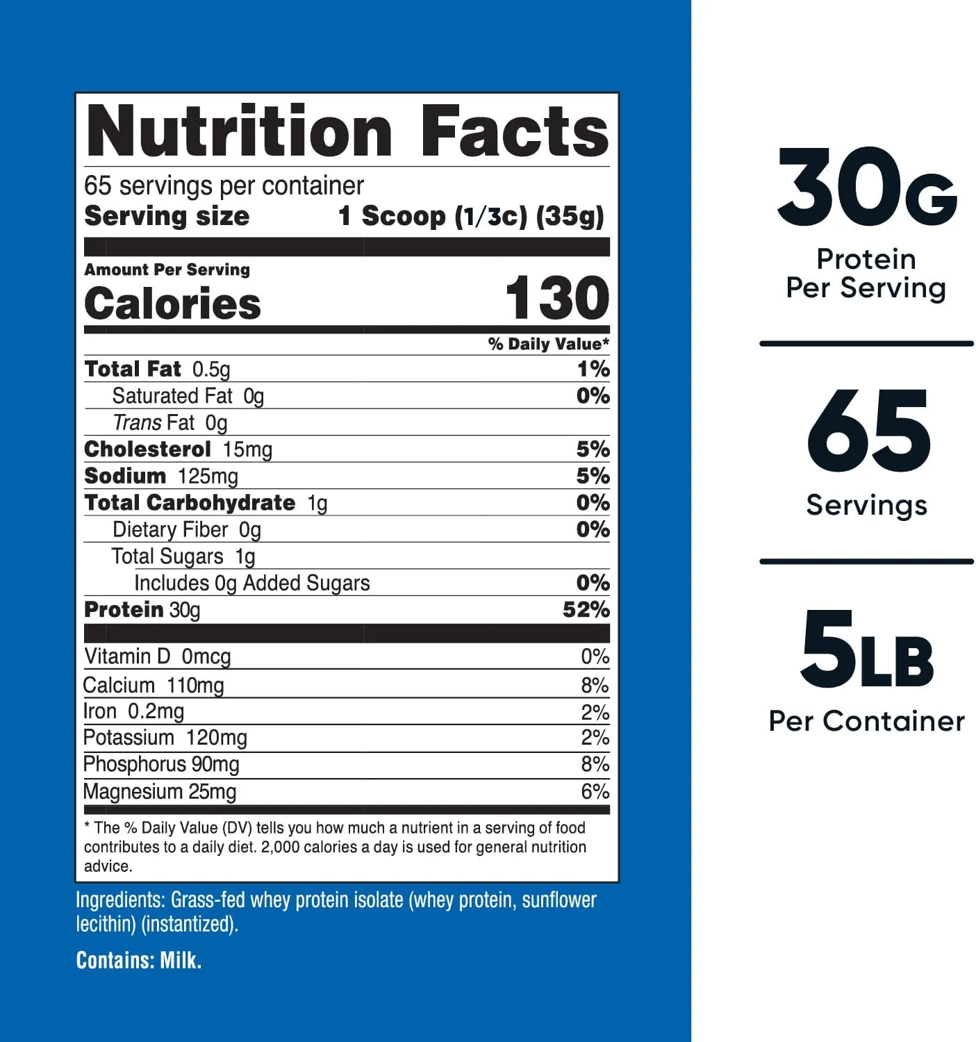 پروتئین وی ایزوله تغذیه شده با علف ناتریکوست (بدون طعم) 2.26 کیلوگرم - بدون rBGH، غیر تراریخته و بدون گلوتن