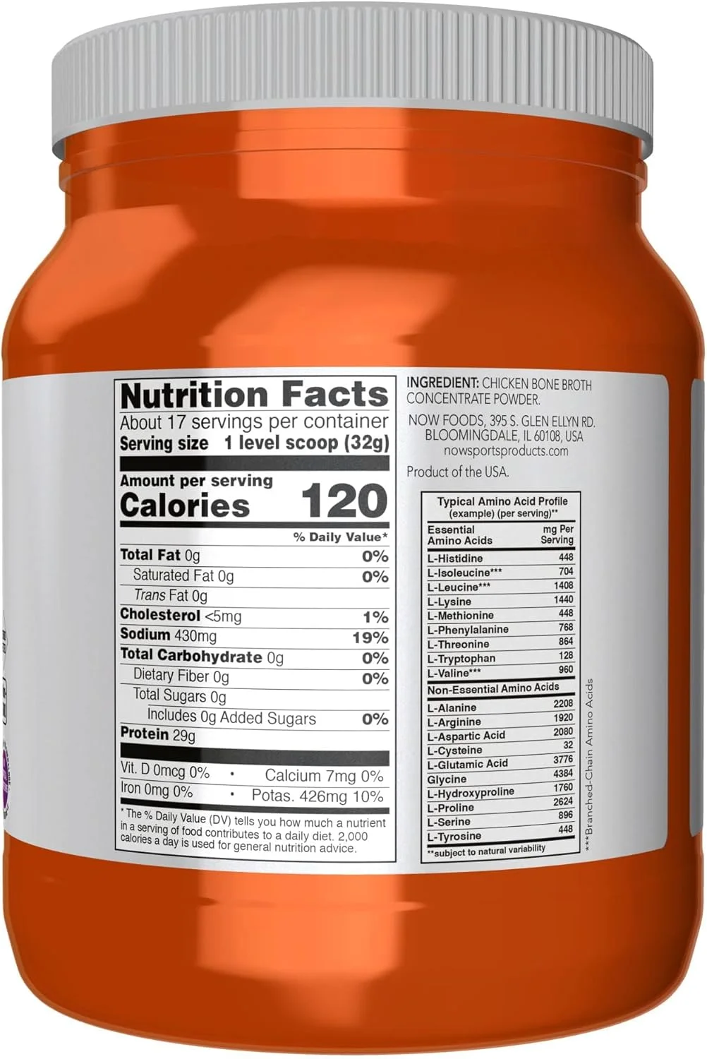 پودر آب قلم مرغ تغذیه ورزشی NOW Foods، تهیه شده با عصاره استخوان مرغ با کیفیت عالی، 1.2 پوند پودر آب قلم مرغ تغذیه ورزشی NOW Foods، تهیه شده با عصاره استخوان مرغ با کیفیت عالی، 1.2 پوند