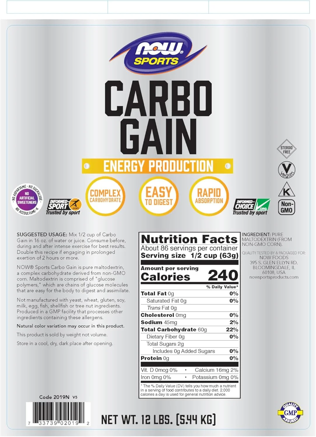 NOW Foods Sports Nutrition, پودر افزایش کربوهیدرات (مالتودکسترین)، جذب سریع، تولید انرژی، 12 پوند NOW Foods Sports Nutrition, پودر افزایش کربوهیدرات (مالتودکسترین)، جذب سریع، تولید انرژی، 12 پوند