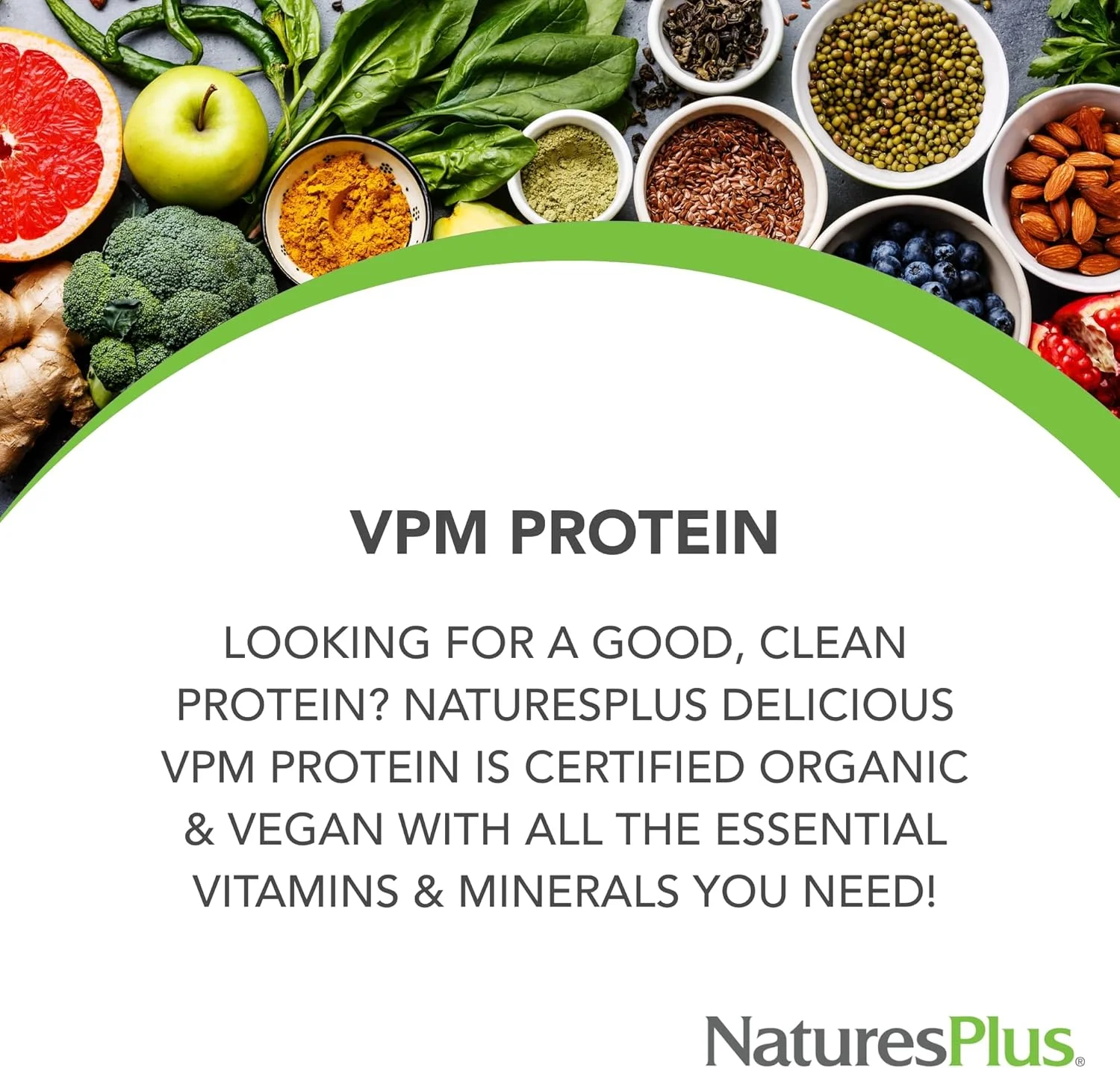 پروتئین VPM Natures Plus، بدون طعم - 526 گرم - حاوی پروتئین کینوا، نخود و نارگیل - ارگانیک، گیاهی، بدون سویا و گلوتن - 15 سروینگ