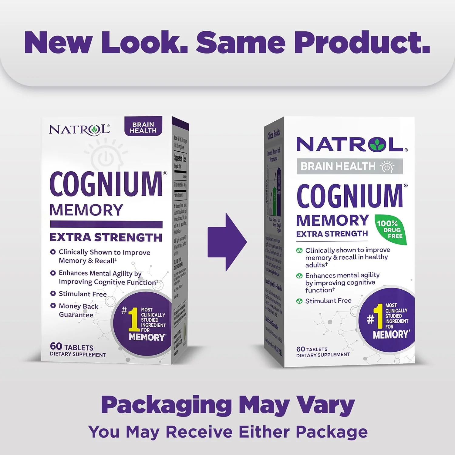 ناترول Cognium Memory Extra Strength، مکمل های سلامت مغز برای بزرگسالان، مکمل های حافظه مغز، افزایش چابکی ذهنی در بزرگسالان سالم، 60 قرص، تا 30 روز